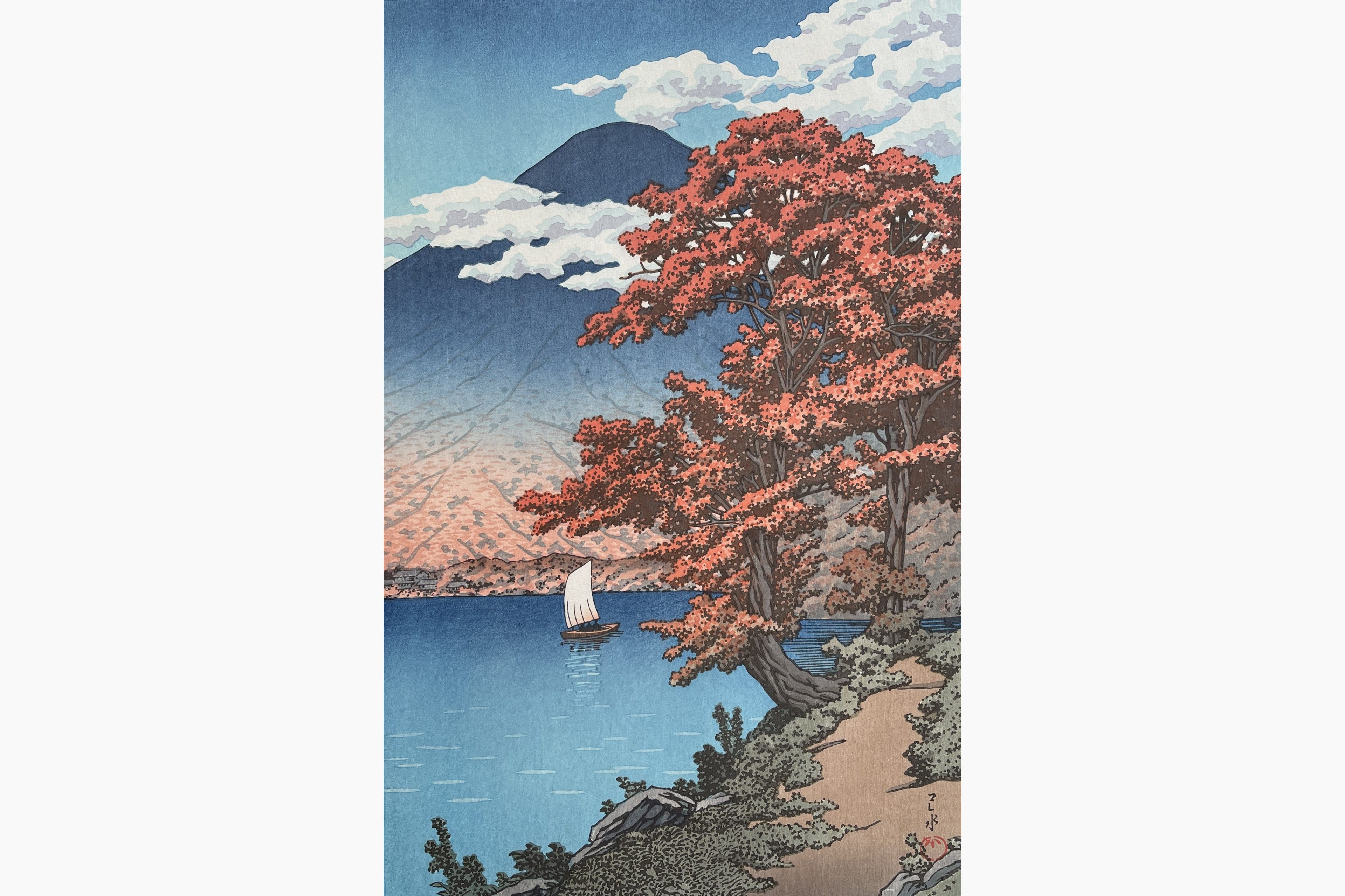 Original woodblock print - Kawase Hasui - Lake Chuzenji, Nikko