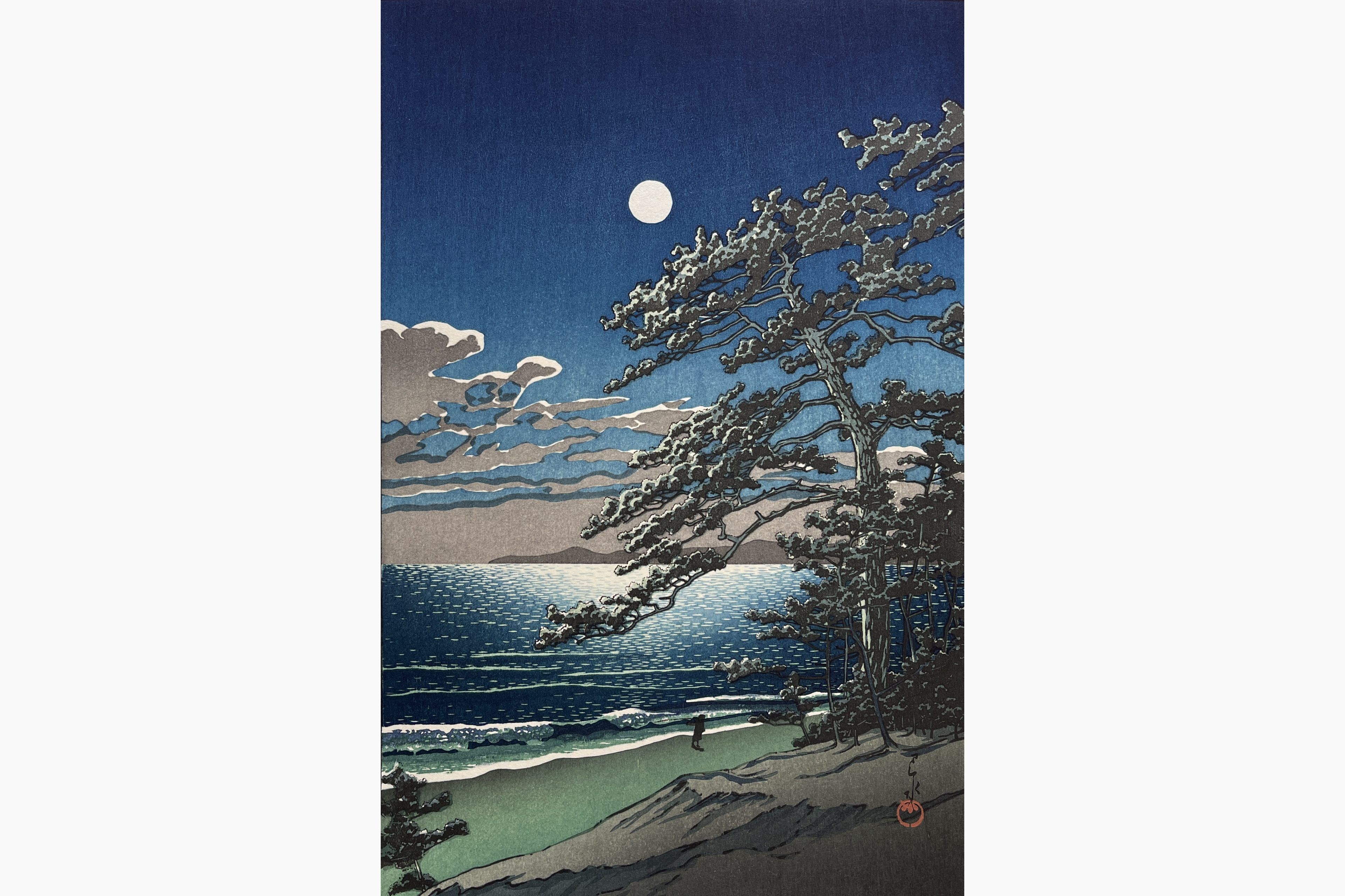 Original woodblock print - Kawase Hasui - Spring Moon, Ninomiya Beach