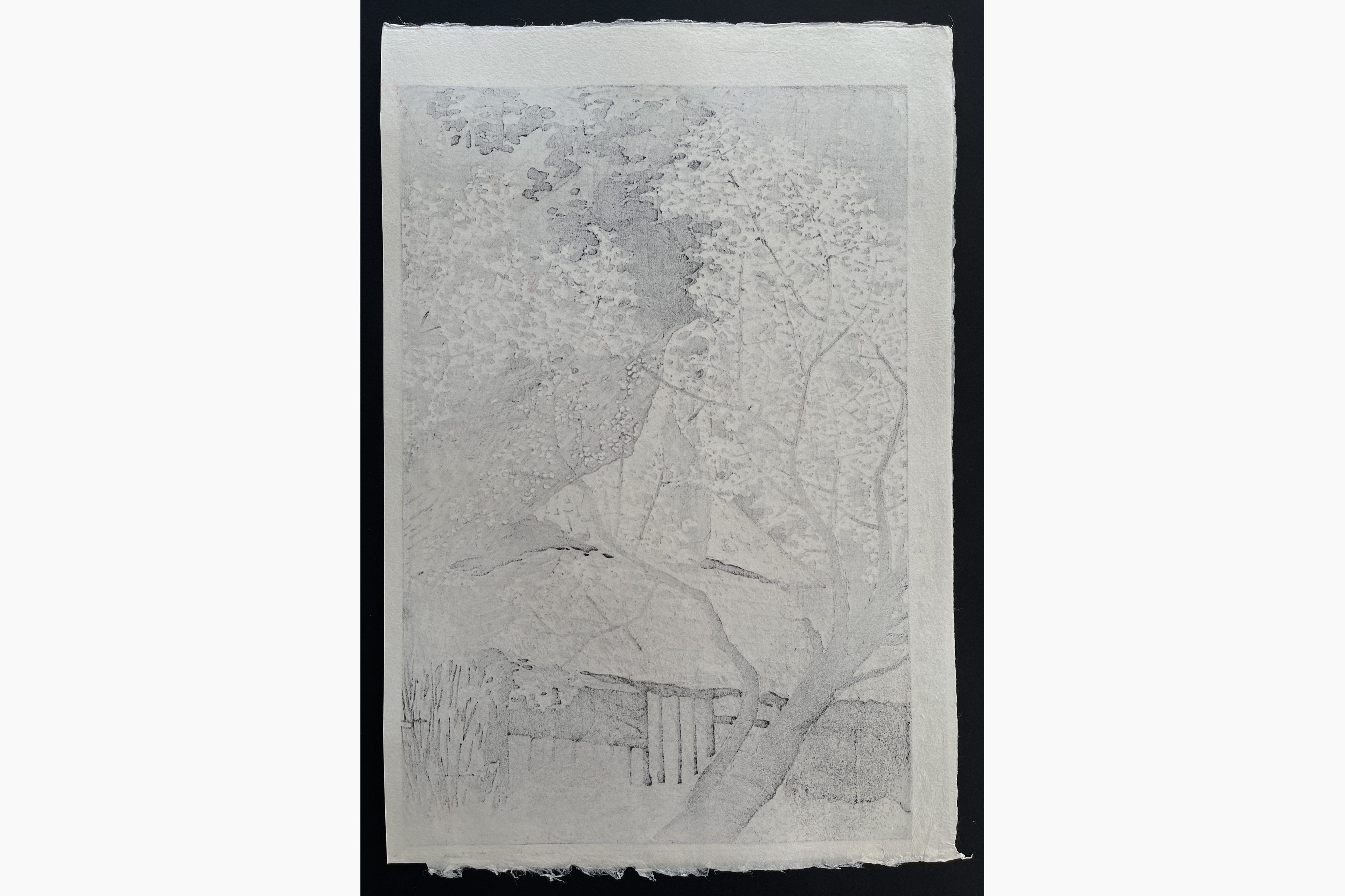 Japanese print - Kasamatsu Shiro - Plum Trees at Yoshino