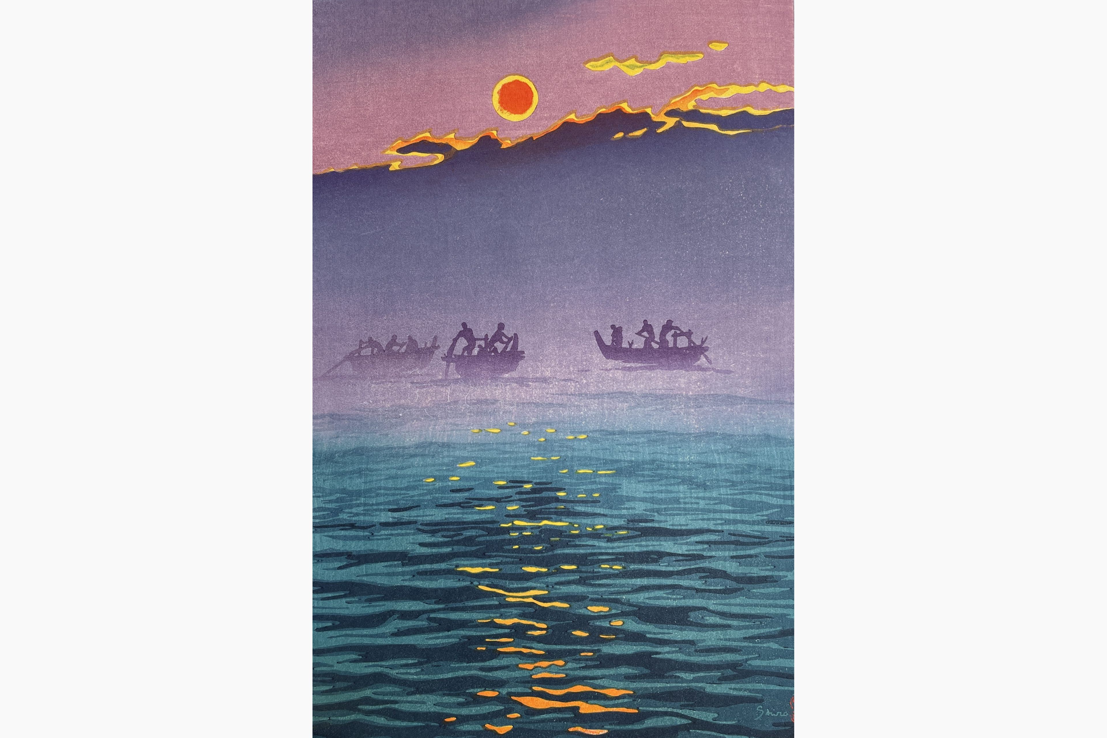 Original woodblock print - Kasamatsu Shiro - Morning Waves