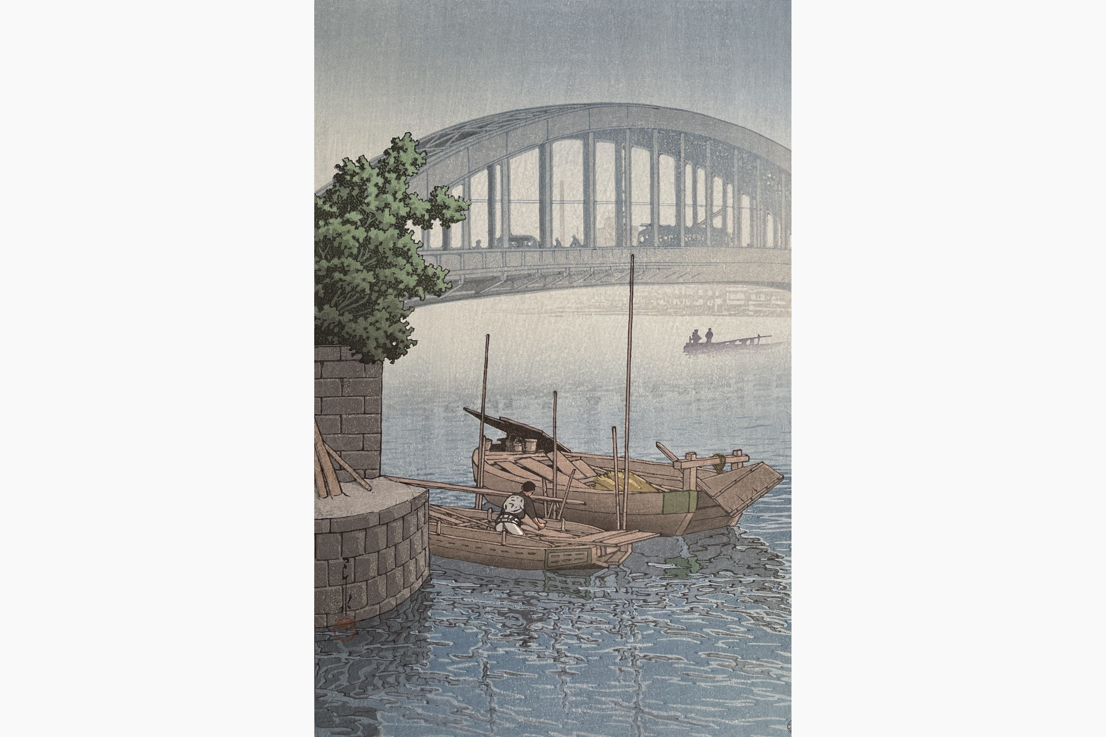 Original woodblock print - Kawase Hasui - Eitai Bridge