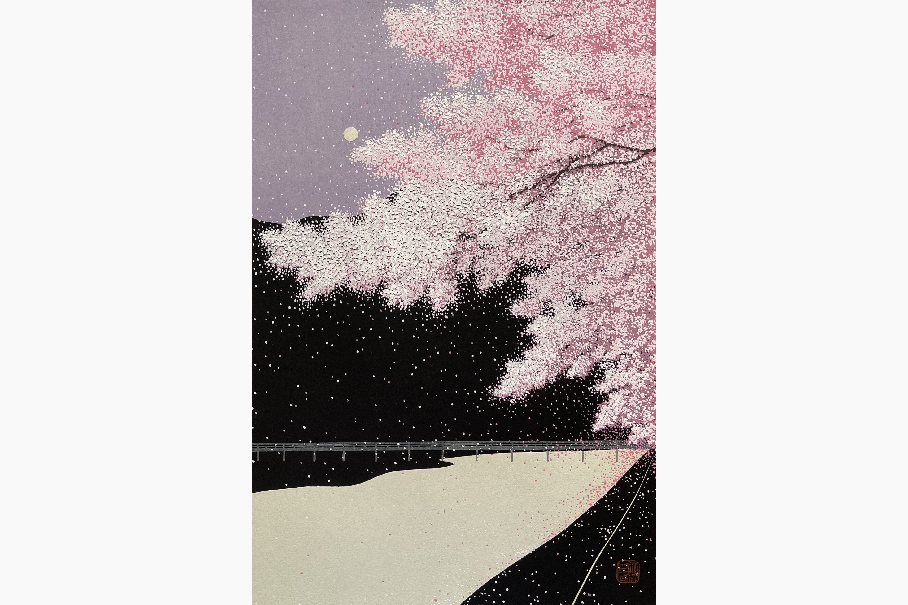 Original woodblock print - Teruhide Kato - Purple wind