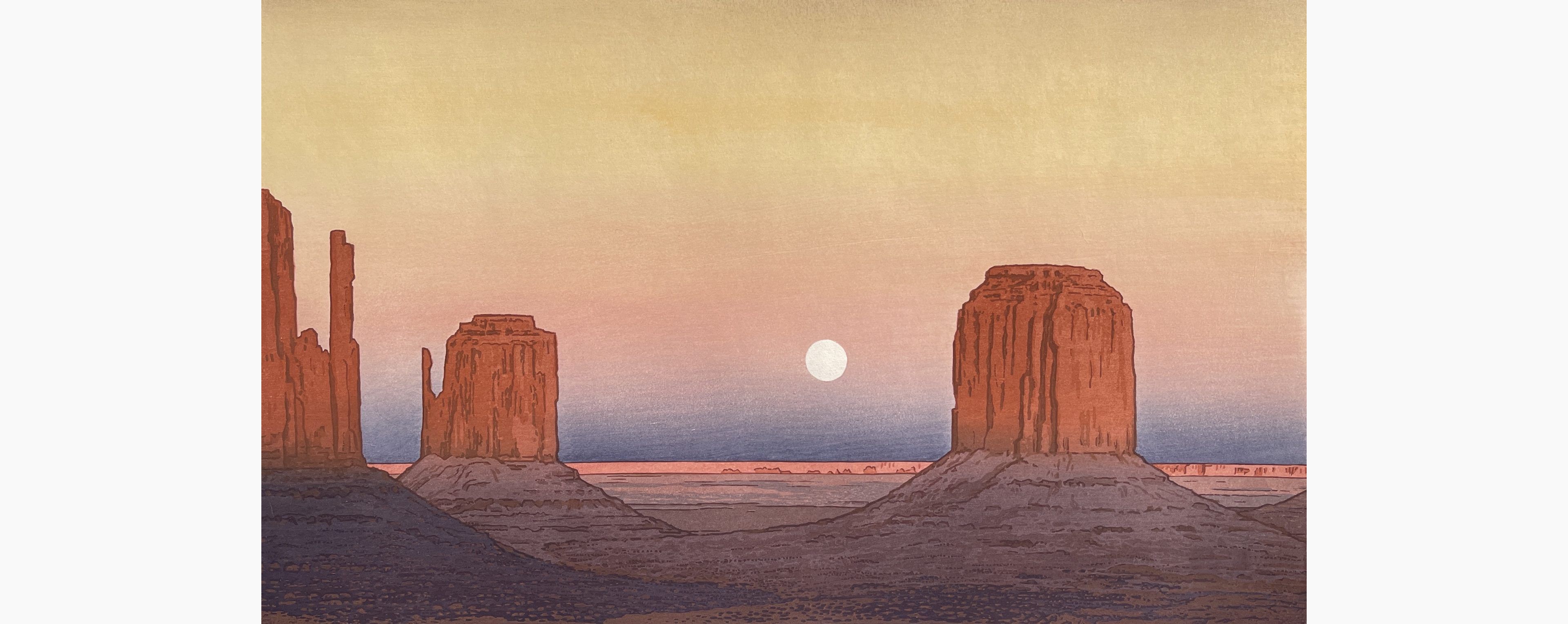 Original woodblock print - Toshi Yoshida - Monument Valley