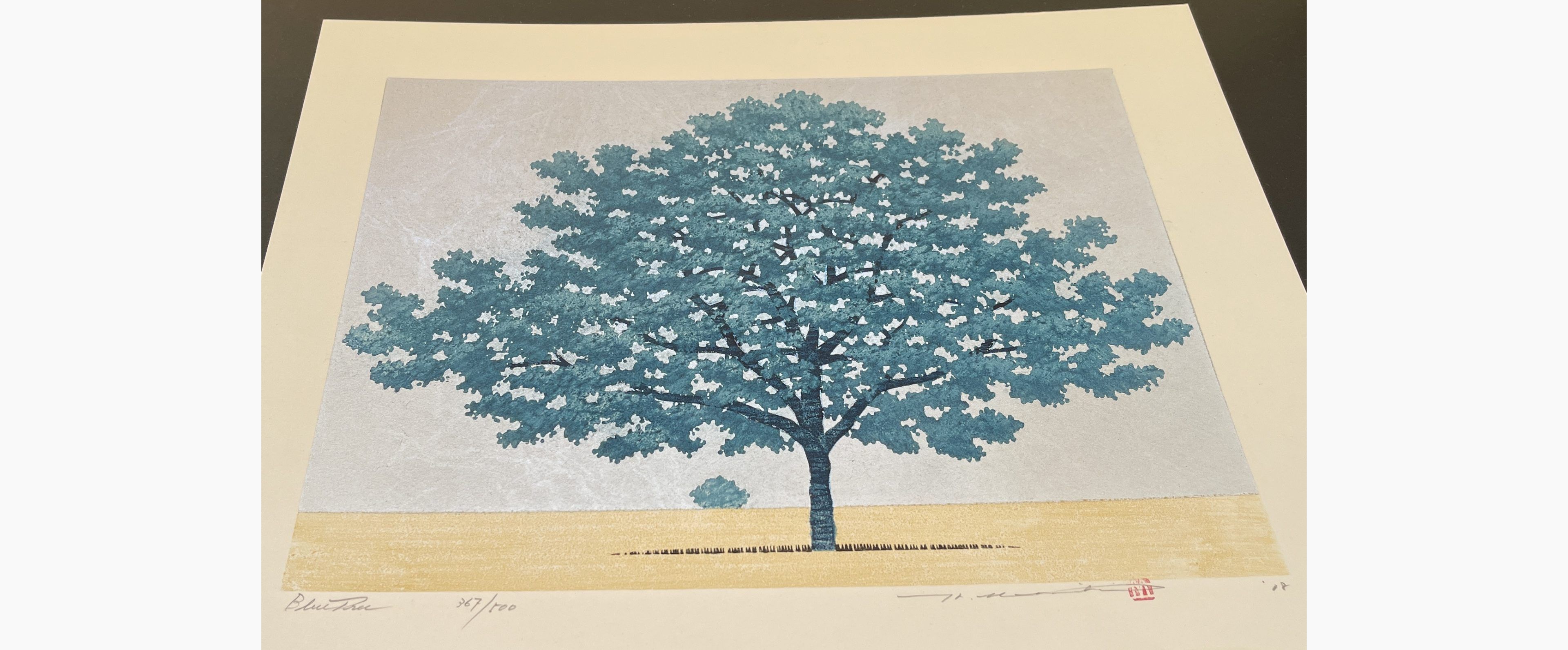 Japanese print - Hajime Namiki - Blue Tree