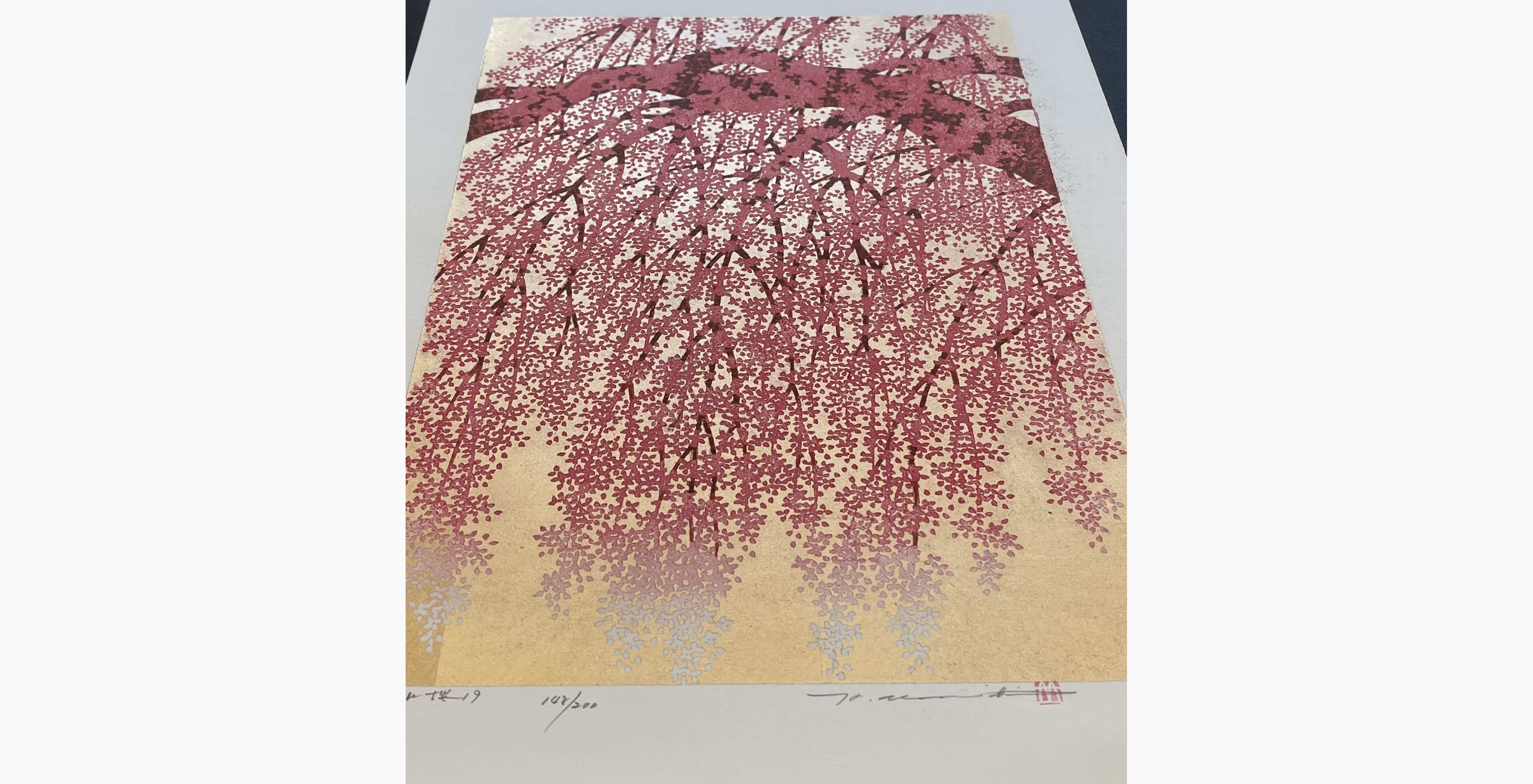 Japanese print - Hajime Namiki - Weeping Cherry 19