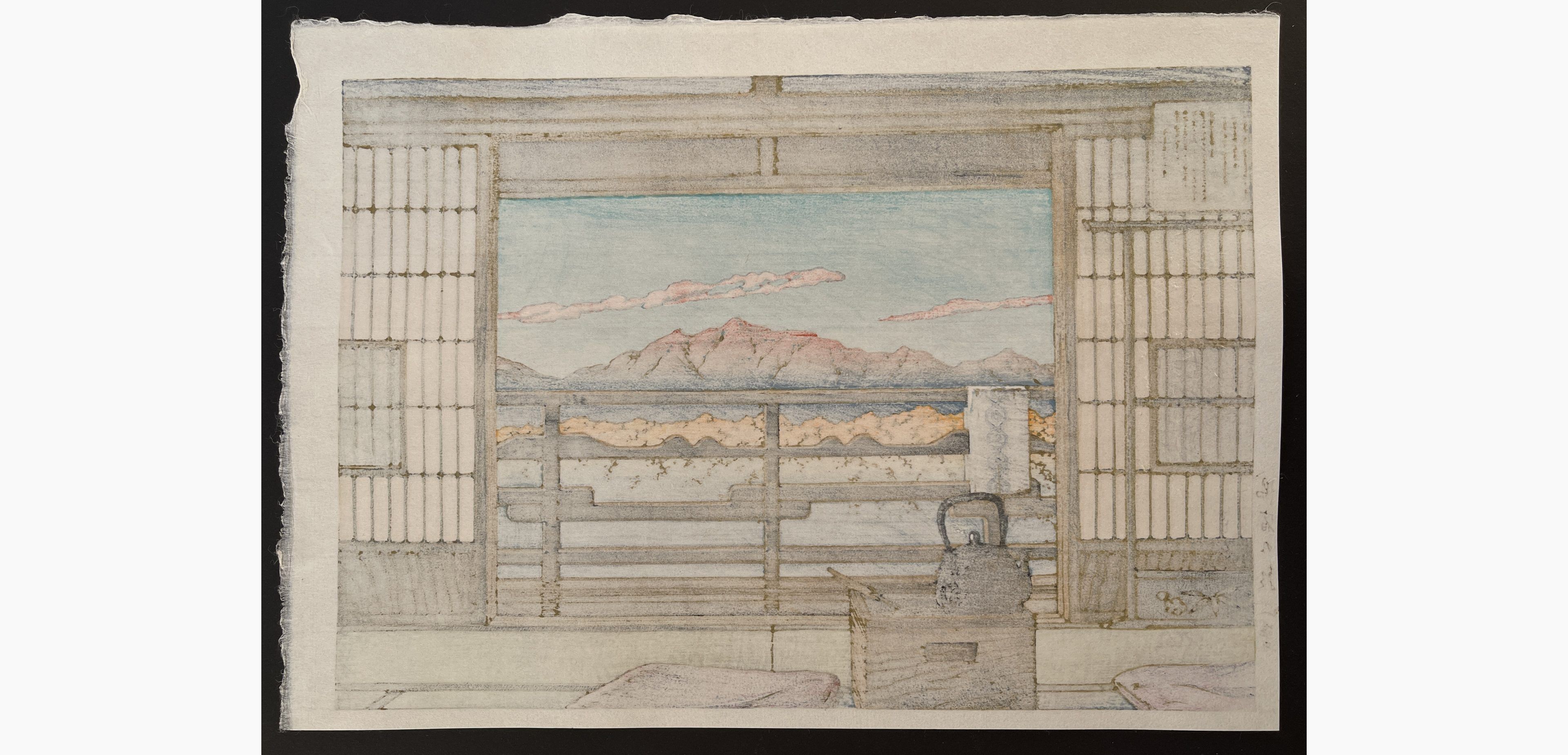 Japanese print - Kawase Hasui - Morning at the Arayu Spa, Shiobara