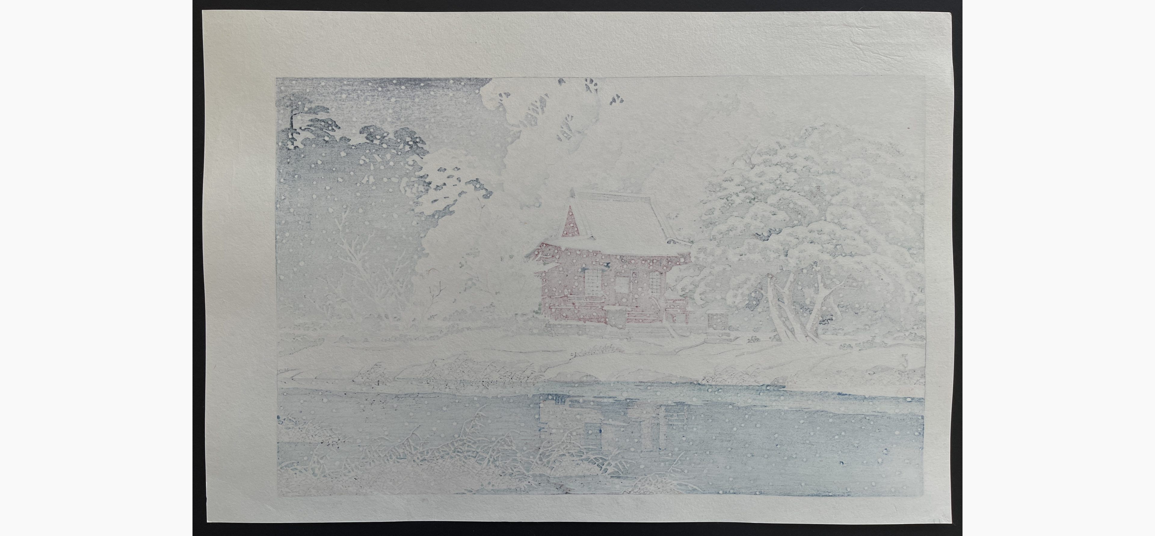 Japanese print - Kawase Hasui - Snow at Inokashira Benten Shrine Precint