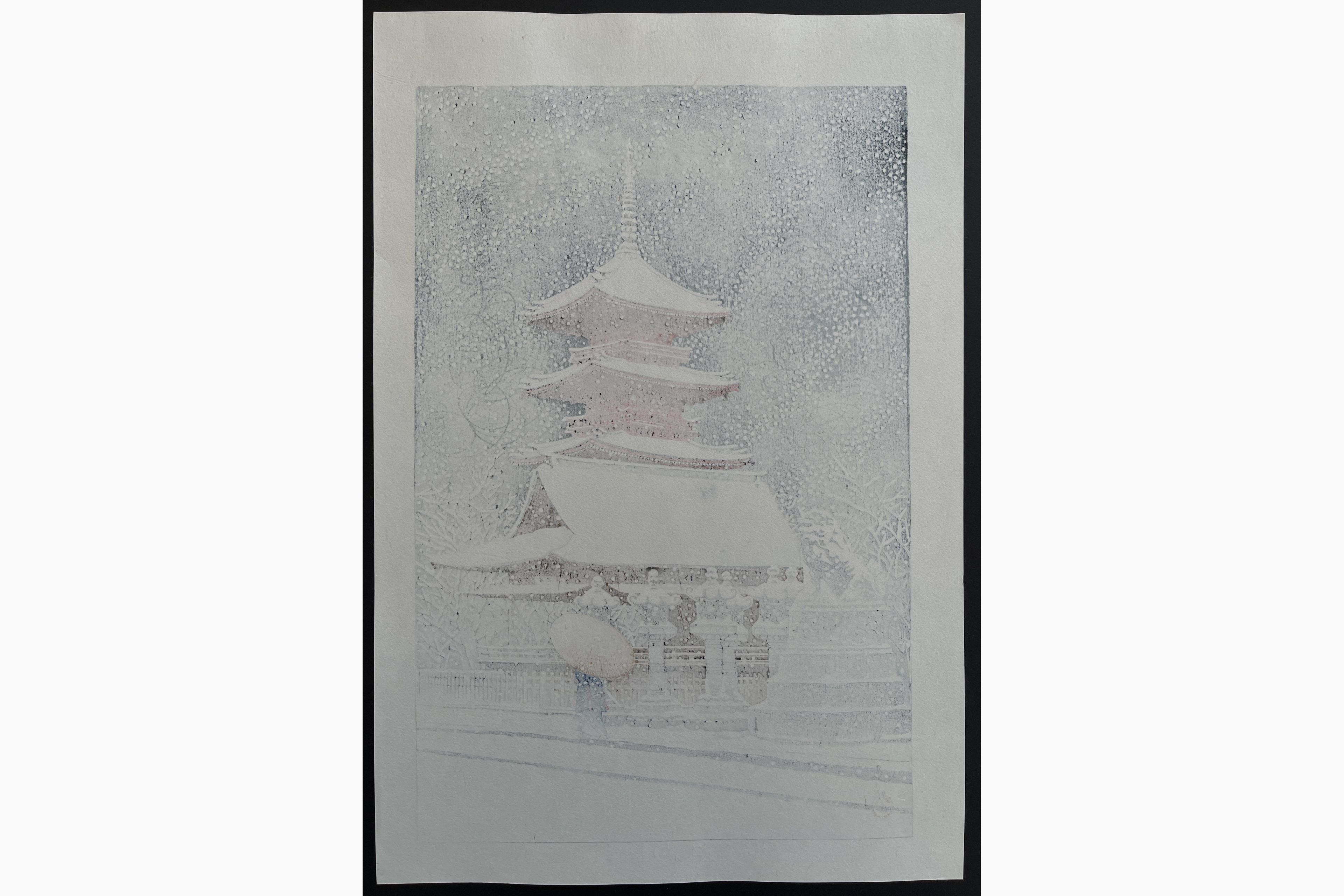 Japanese print - Kawase Hasui - Snow at Ueno Toshogu Shrine