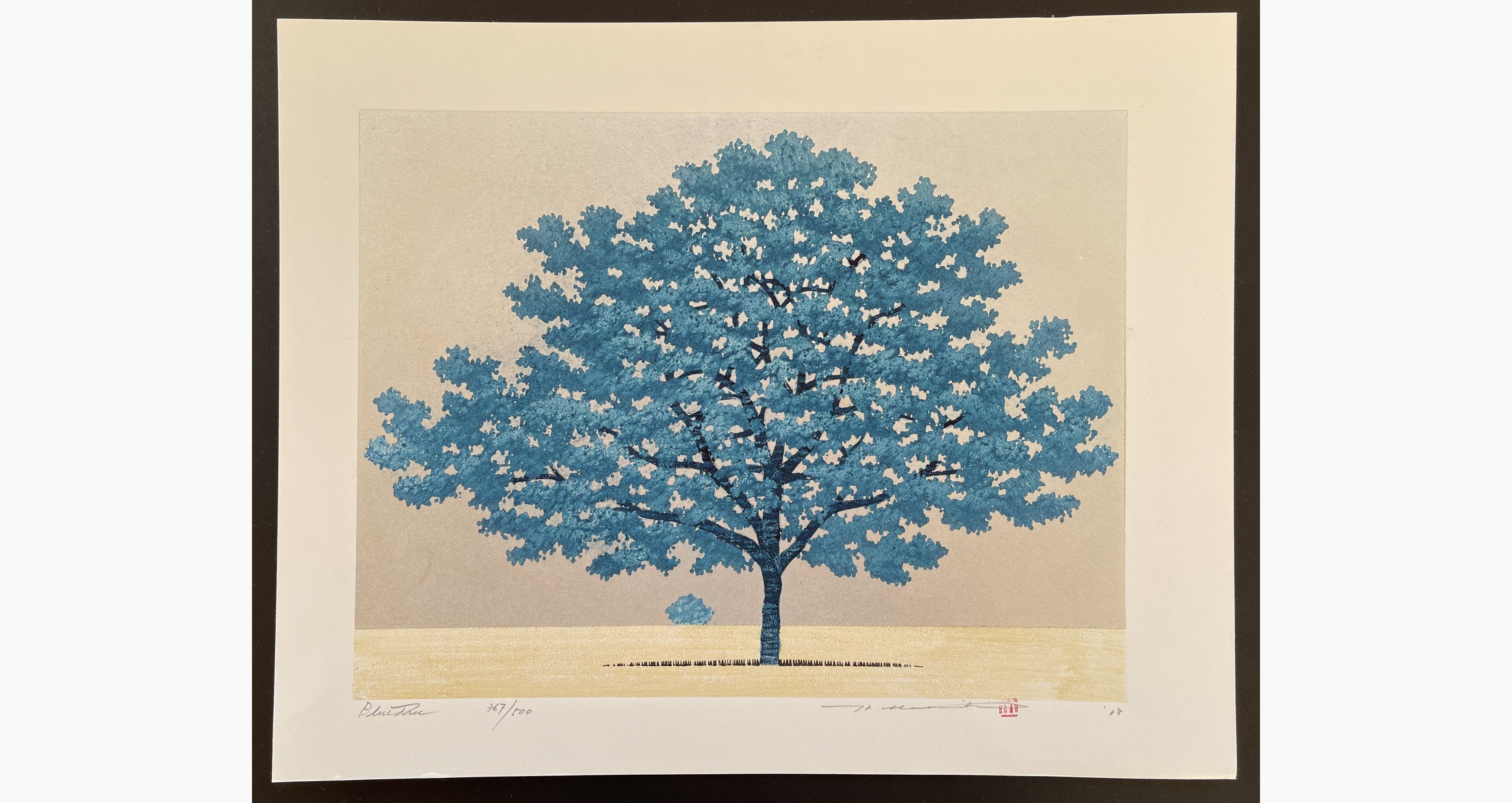 Japanese woodblock print - Hajime Namiki - Blue Tree
