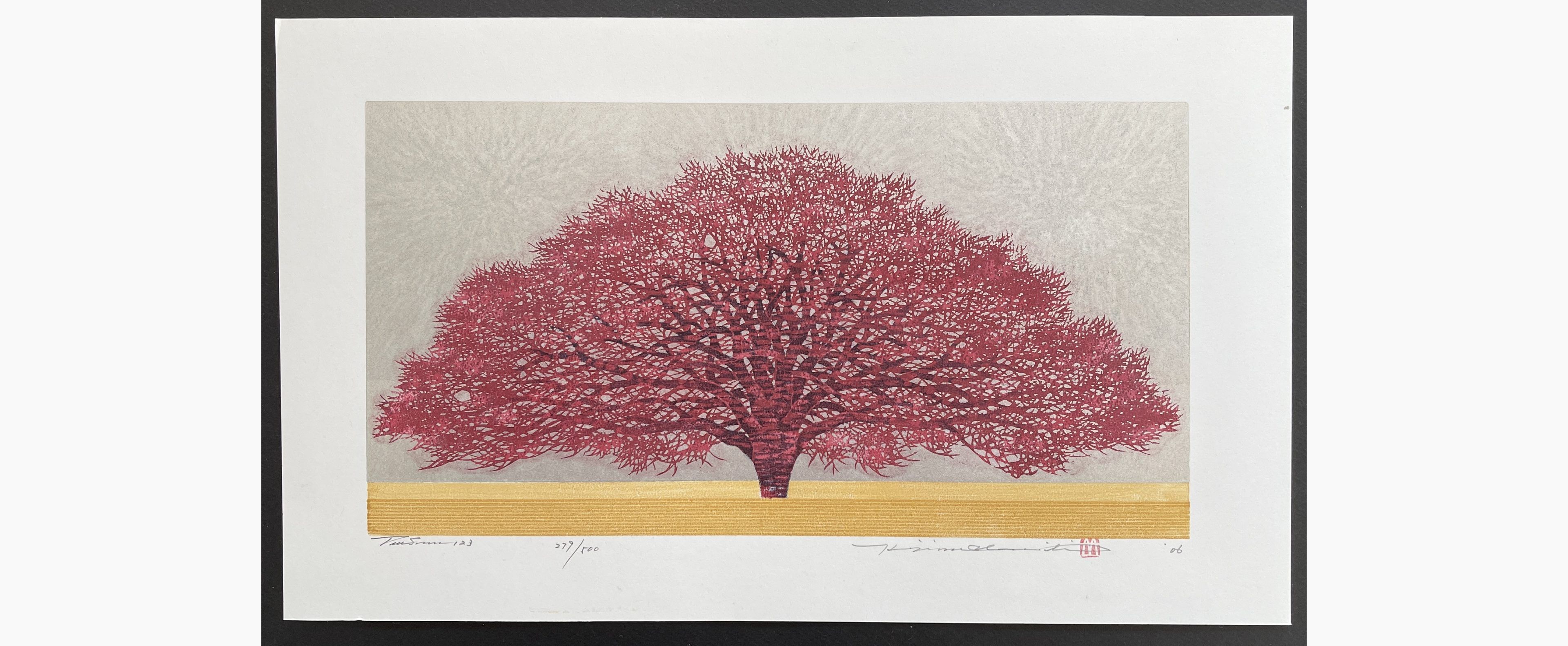 Japanese woodblock print - Hajime Namiki - Tree scene 123