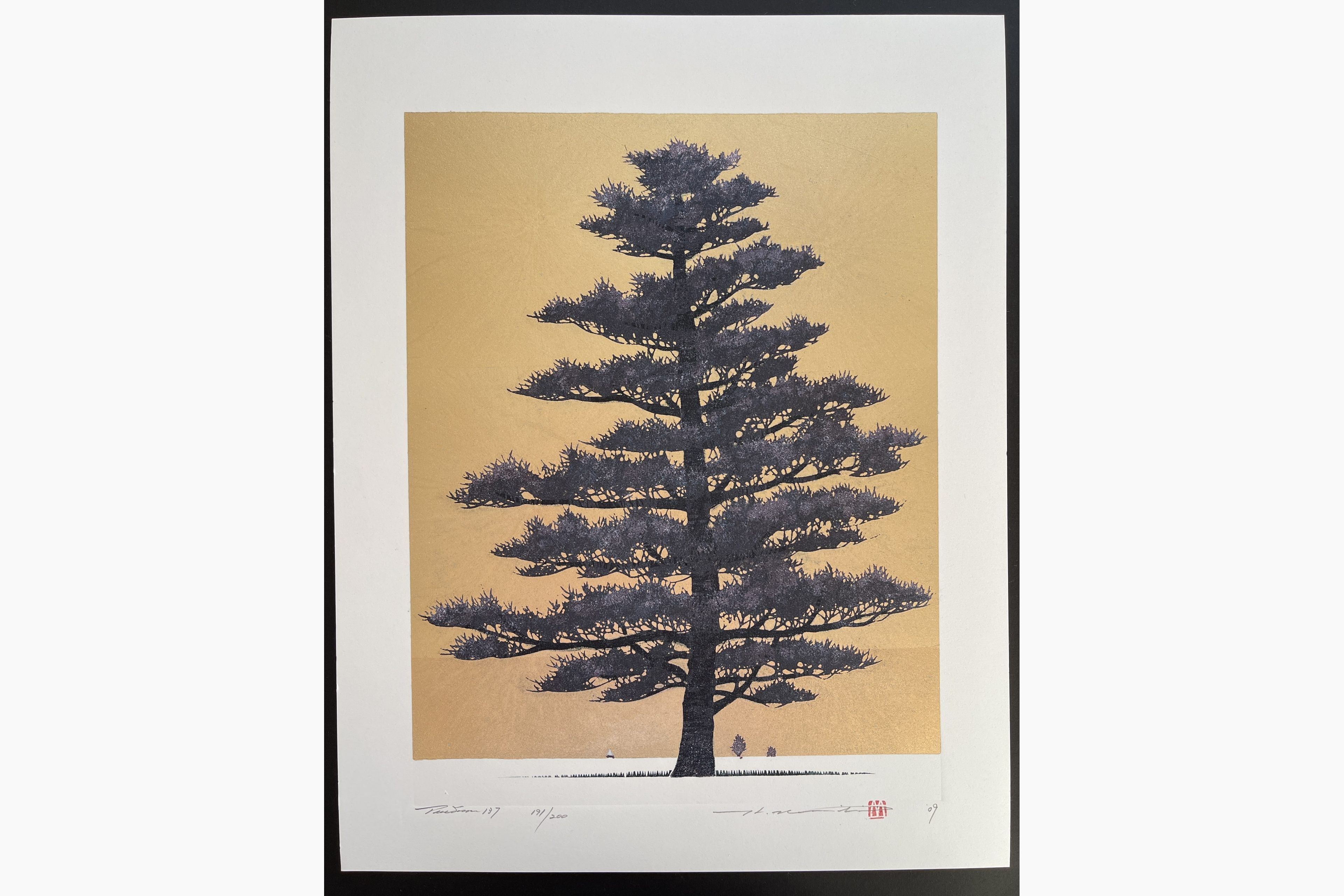 Japanese woodblock print - Hajime Namiki - Tree scene 137