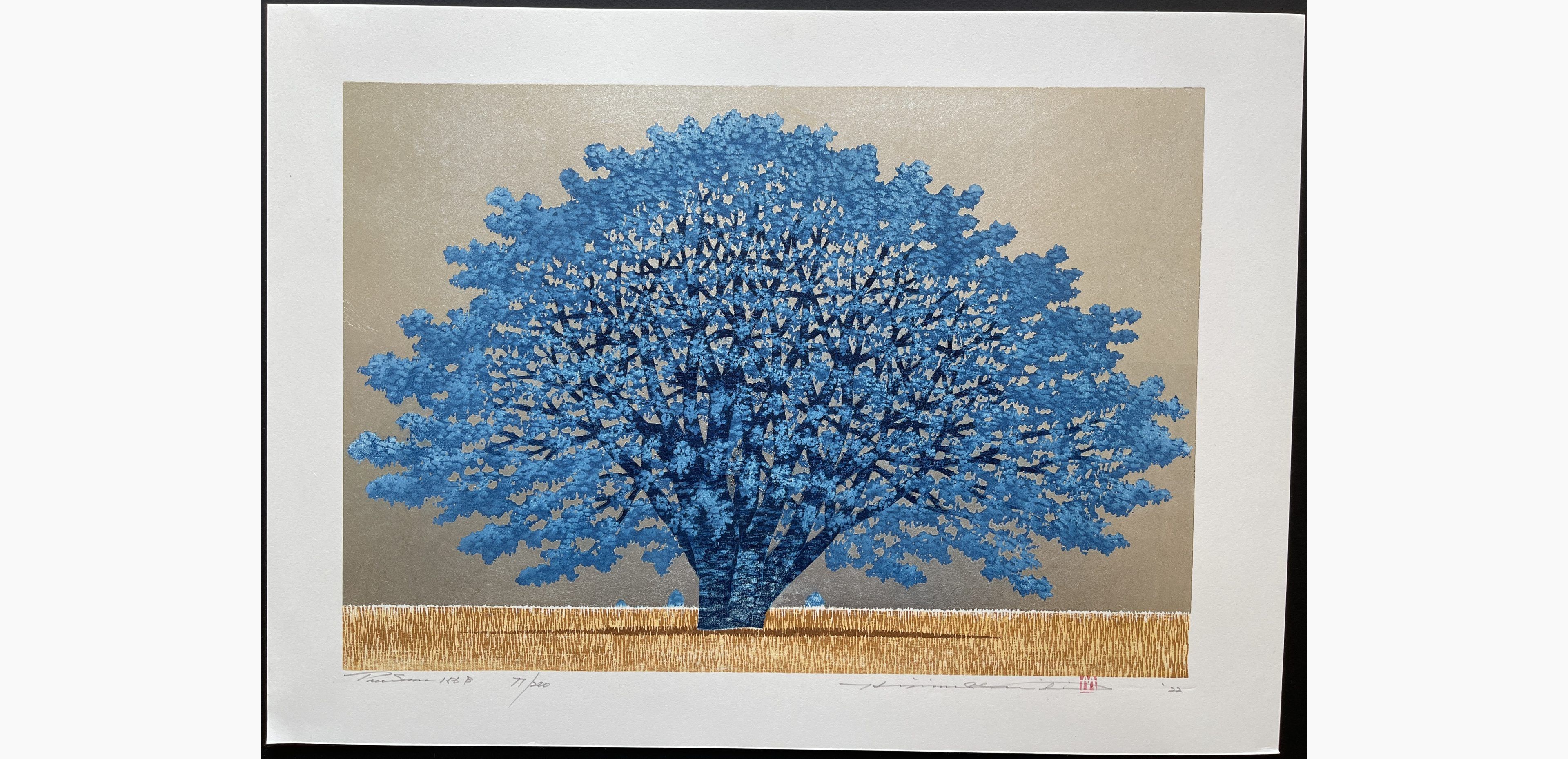 Japanese woodblock print - Hajime Namiki - Tree scene 156B
