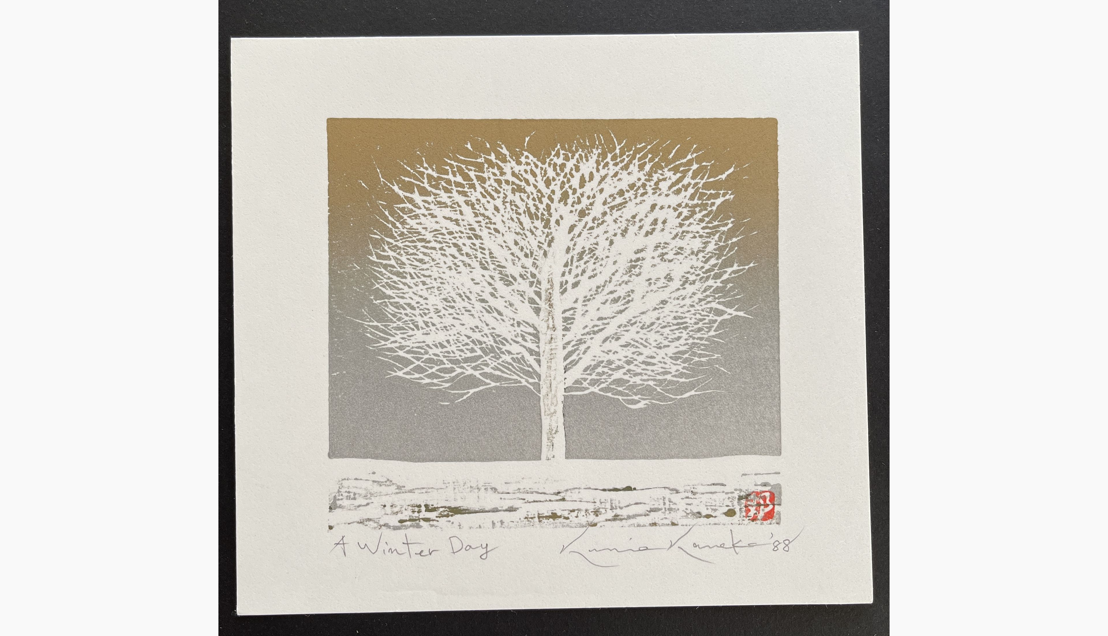 Japanese woodblock print - Kunio Kaneko - A Winter Day