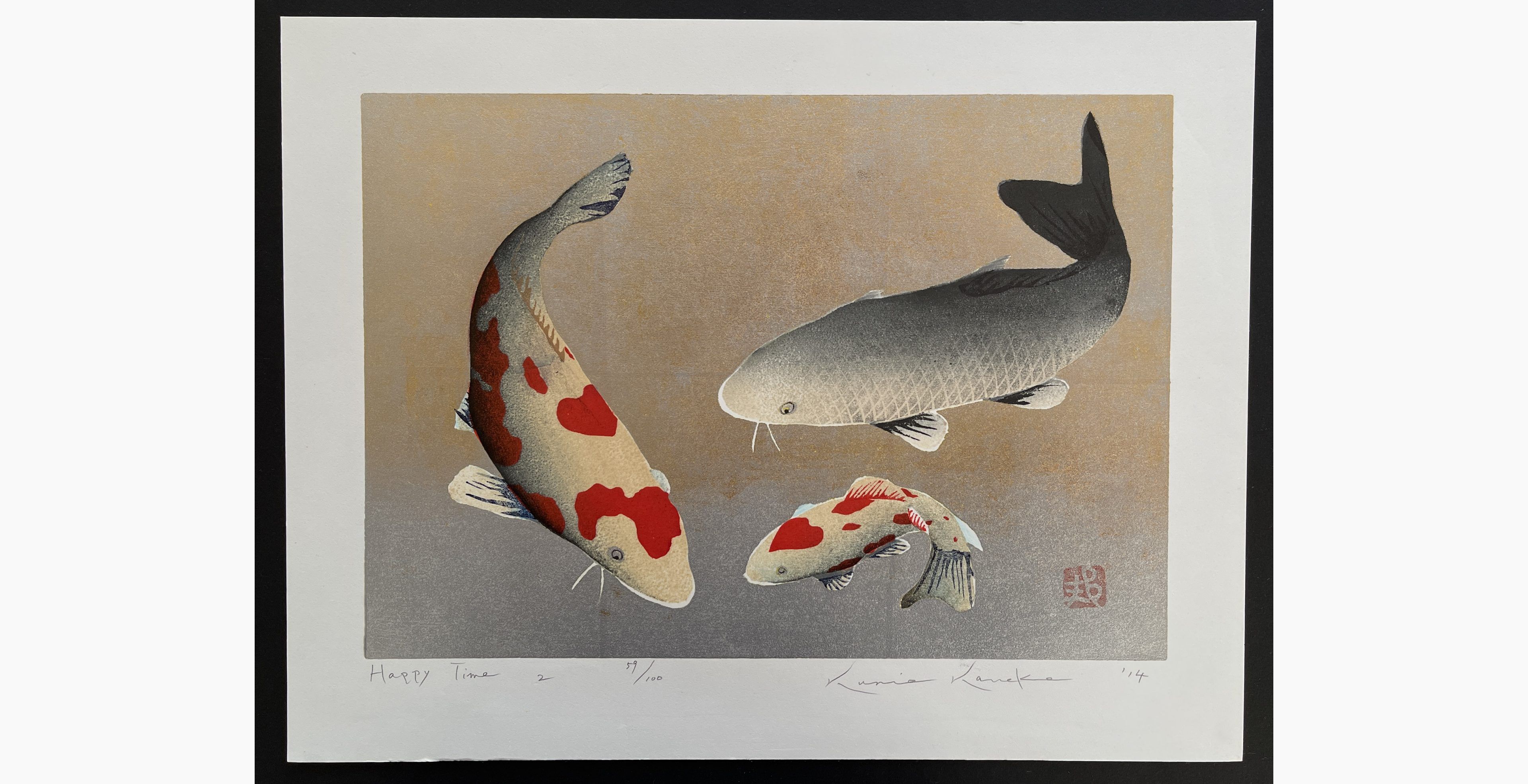 Japanese woodblock print - Kunio Kaneko - Happy Time 2