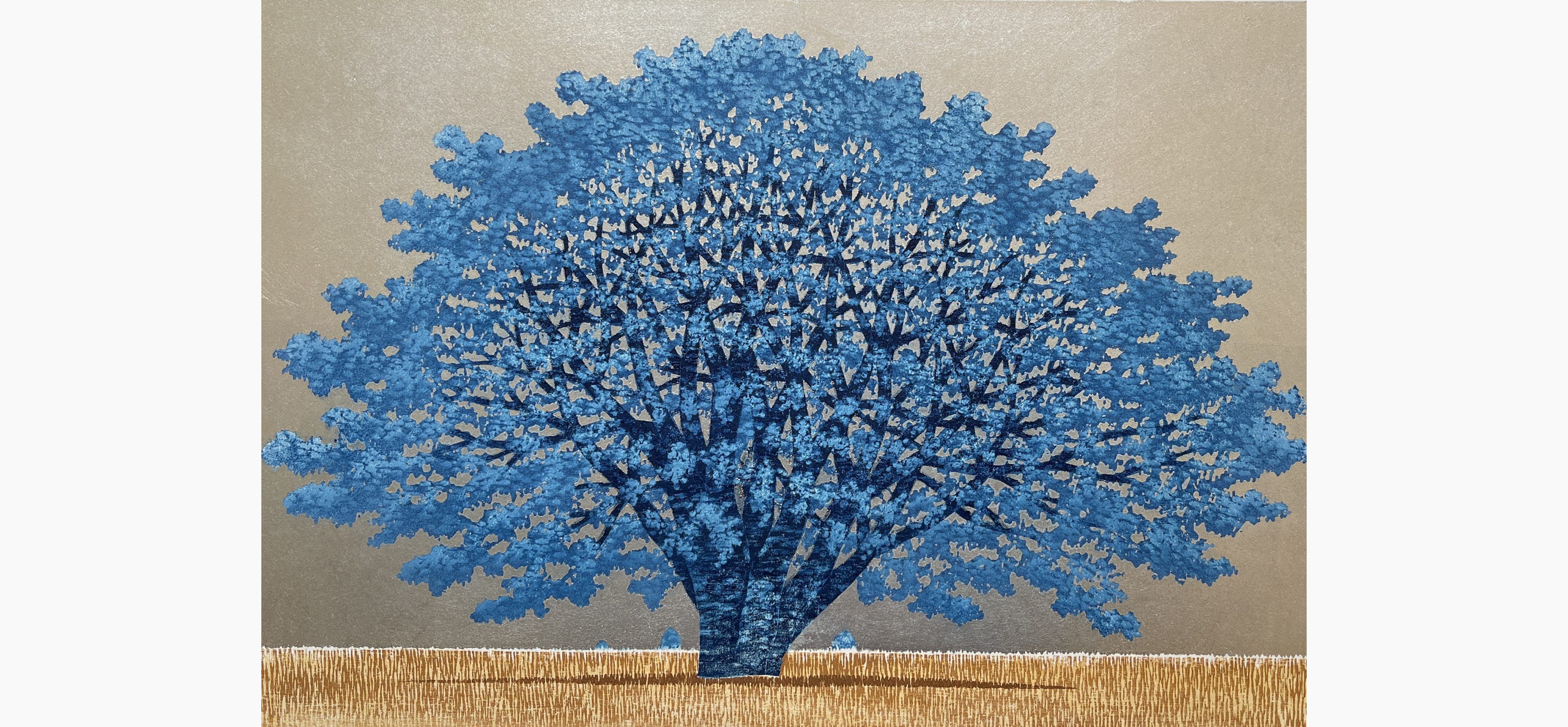 Original woodblock print - Hajime Namiki - Tree scene 156B