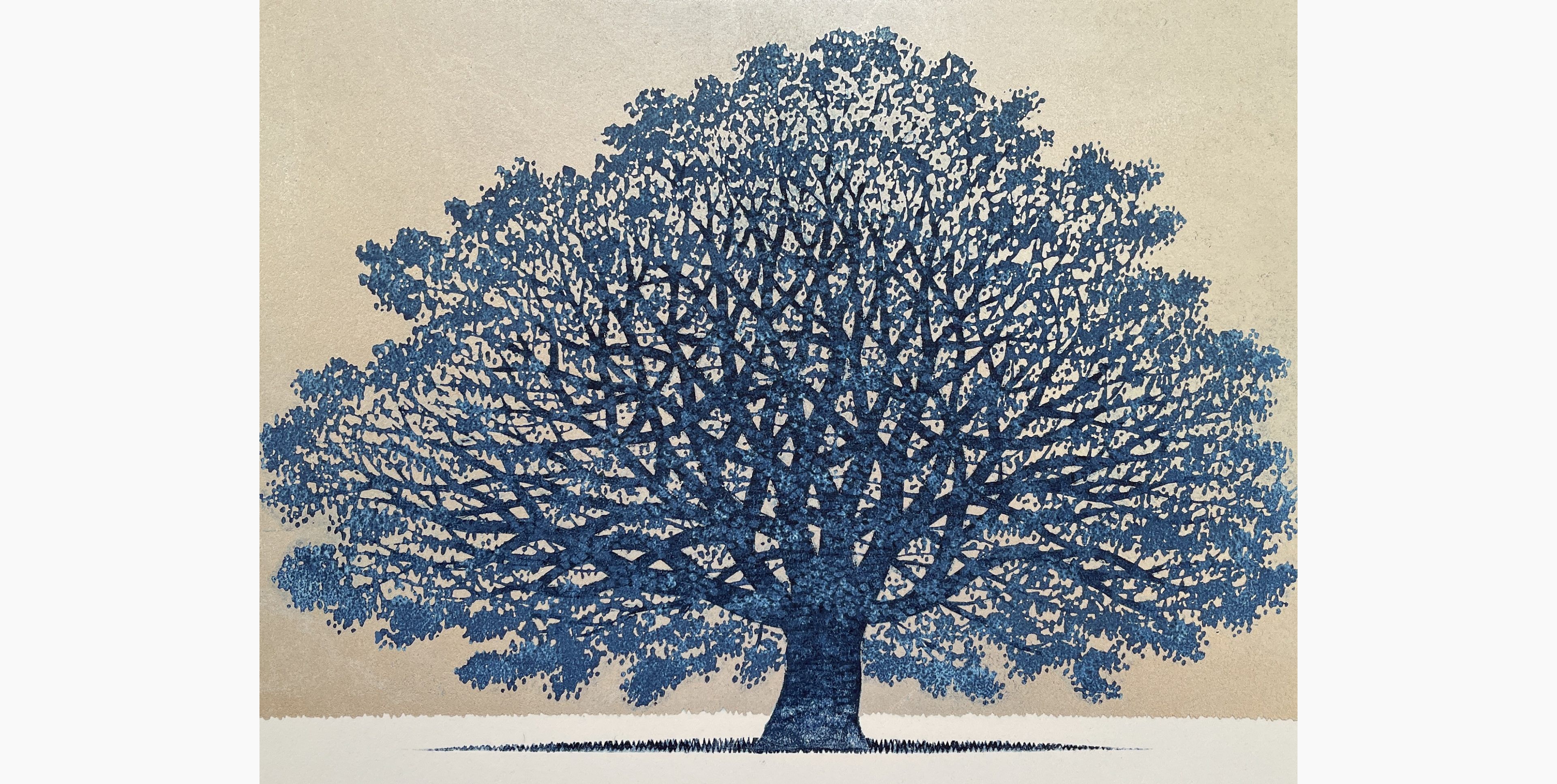 Original woodblock print - Hajime Namiki - Tree Scene 160B