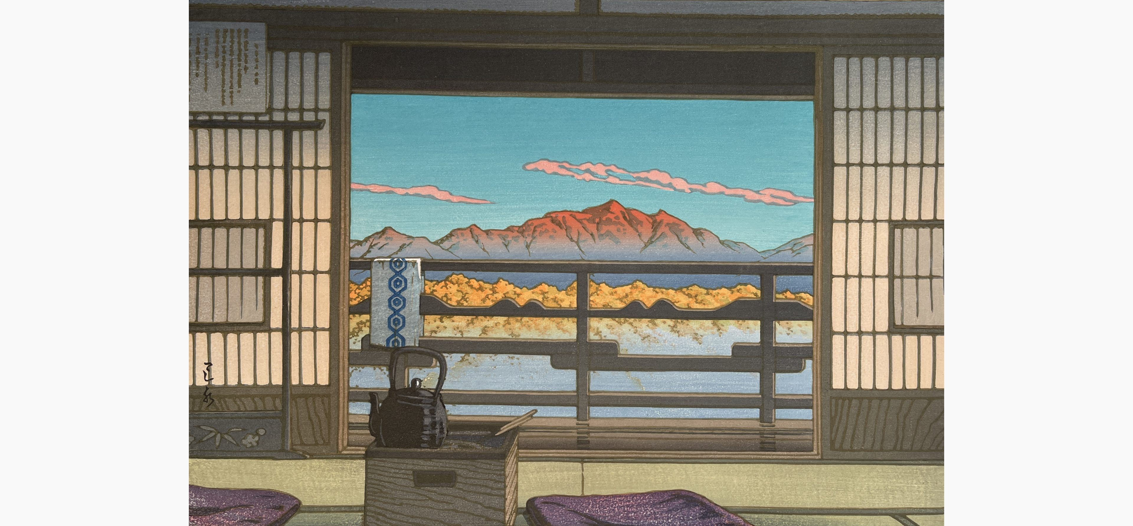 Original woodblock print - Kawase Hasui - Morning at the Arayu Spa, Shiobara
