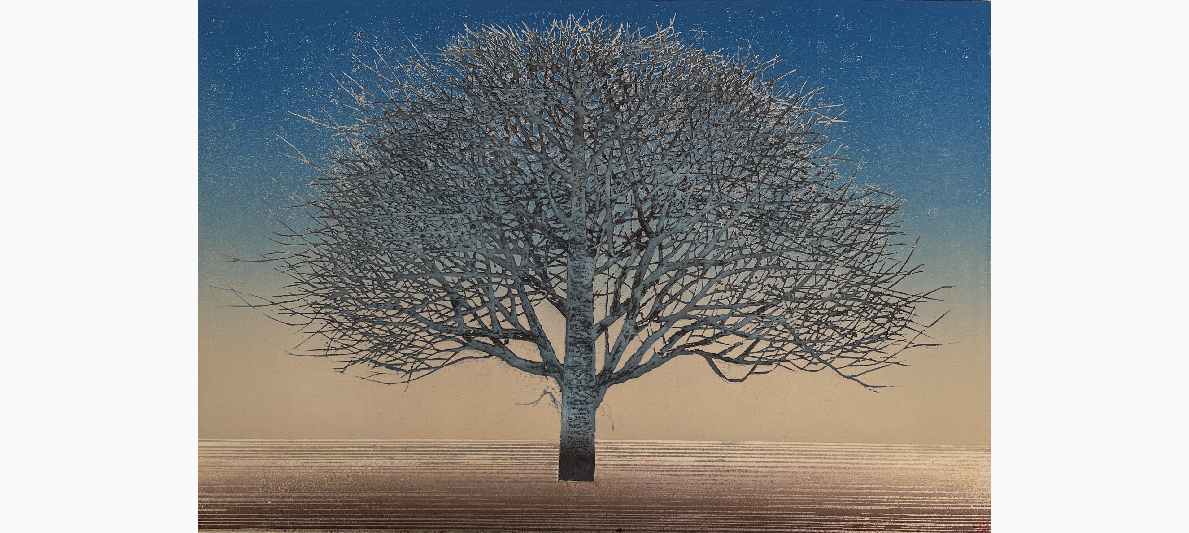 Original woodblock print - Kunio Kaneko - Blue and Blue