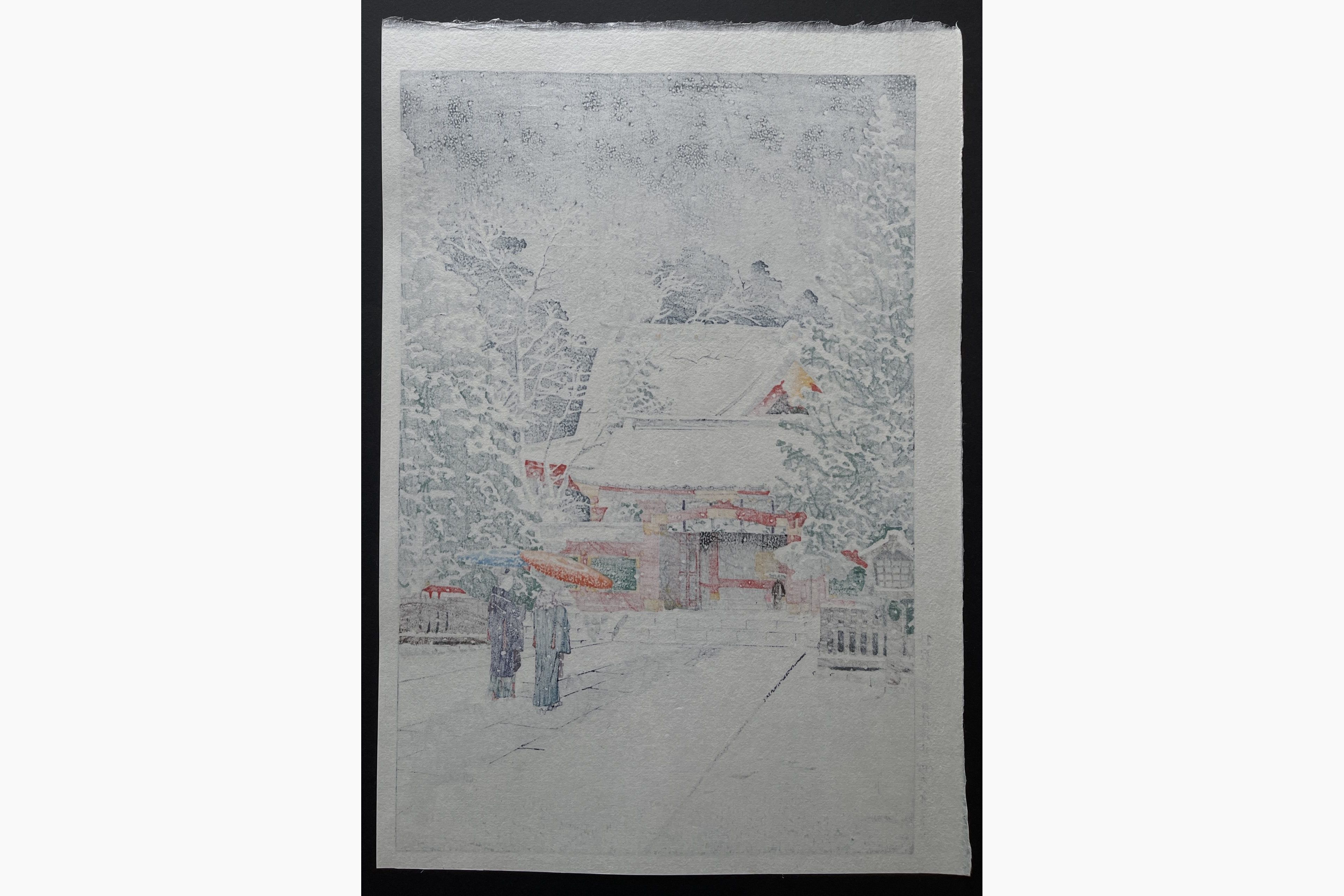 Japanese print - Kawase Hasui - Snow at Hie Shrine