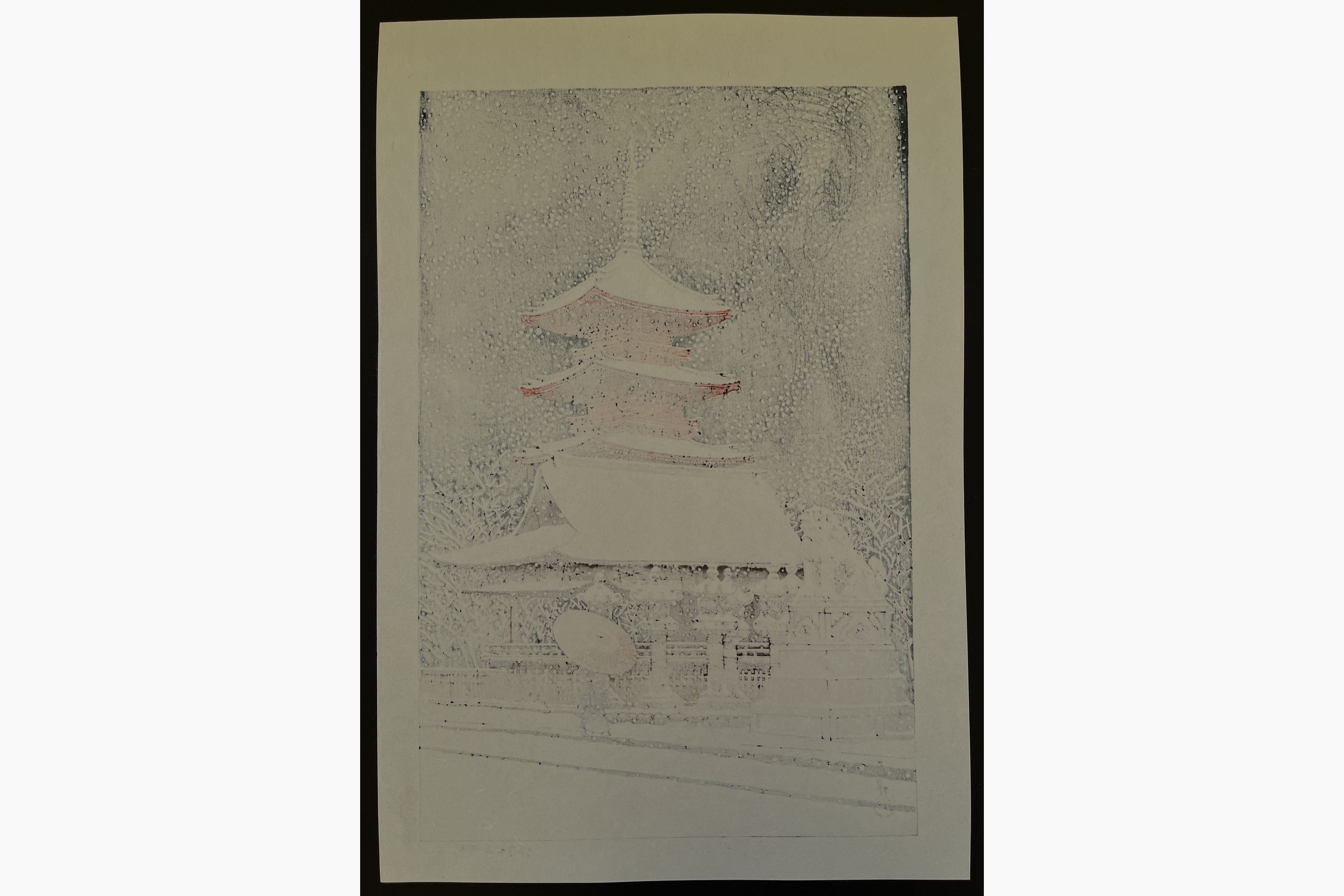 Japanese print - Kawase Hasui - Snow at Ueno Toshogu Shrine