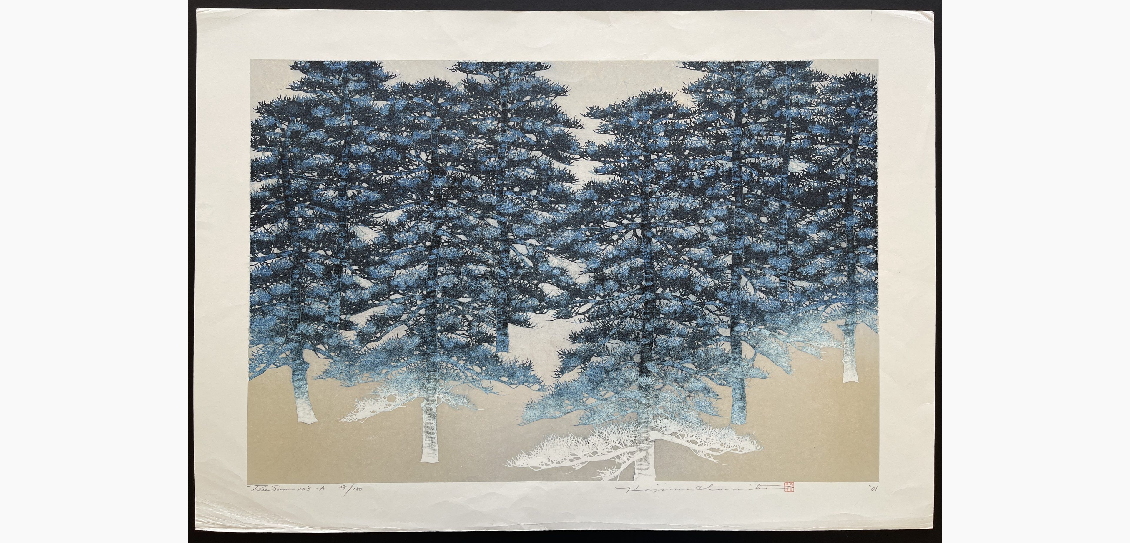 Japanese woodblock print - Hajime Namiki - Tree Scene 103A