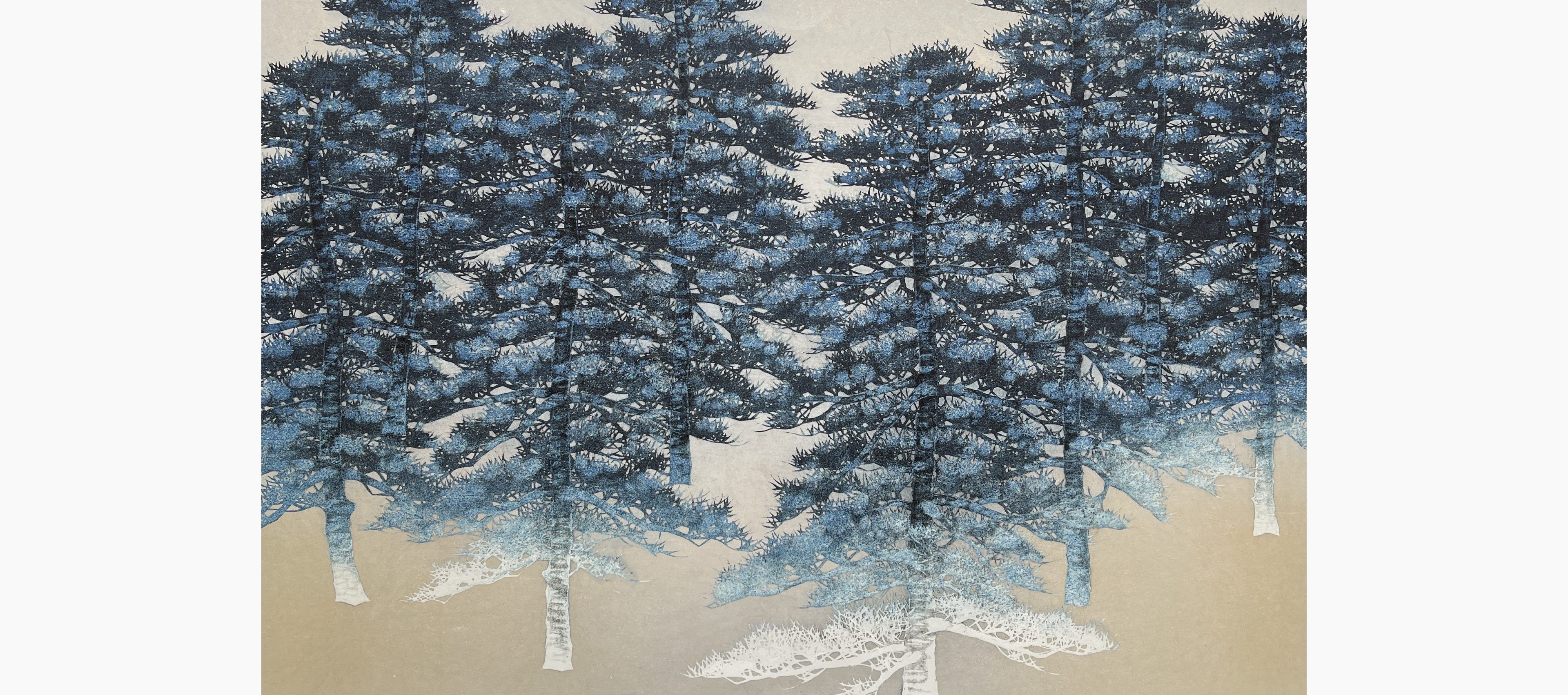 Original woodblock print - Hajime Namiki - Tree Scene 103A