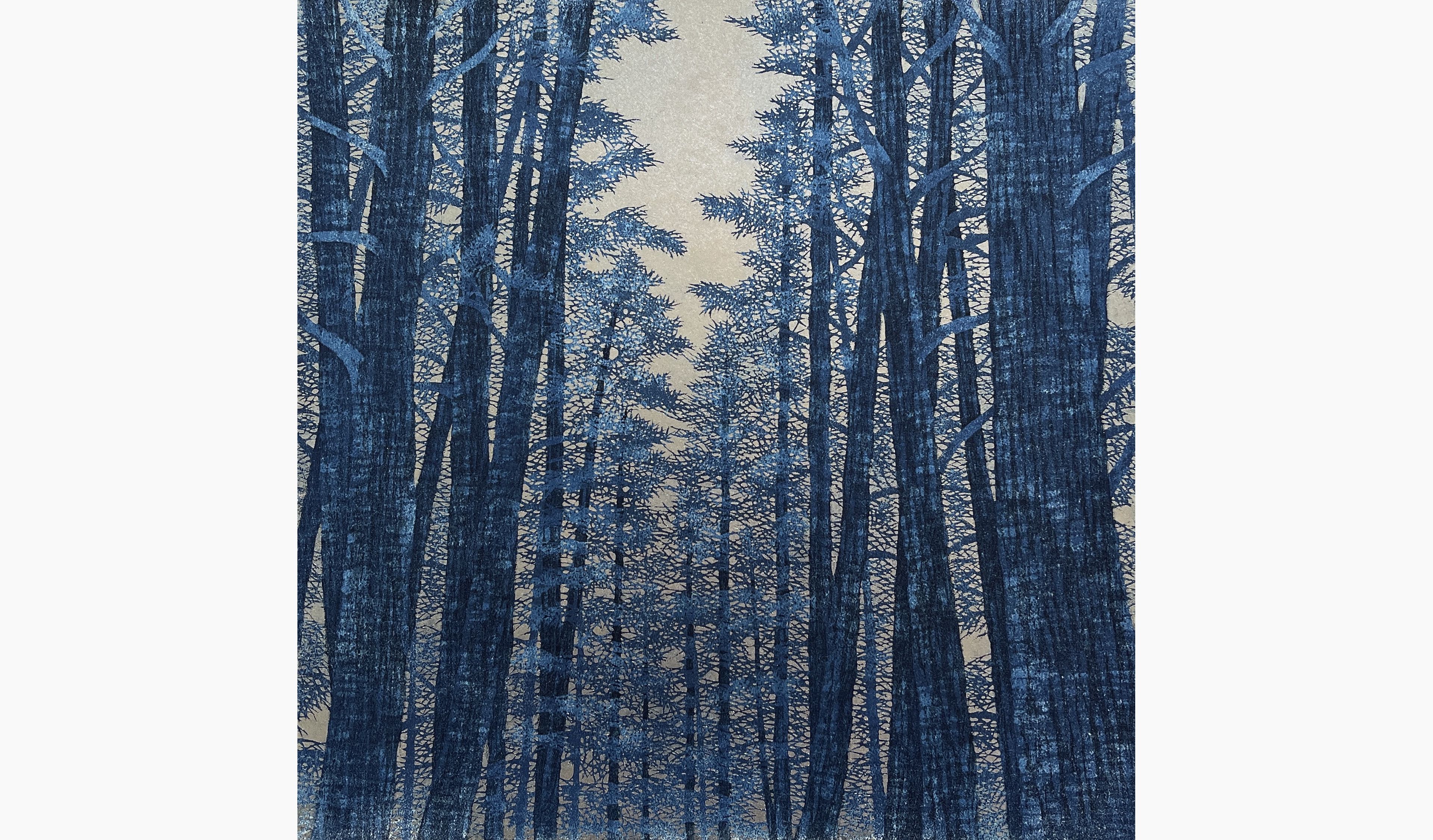 Original woodblock print - Hajime Namiki - Tree scene 128