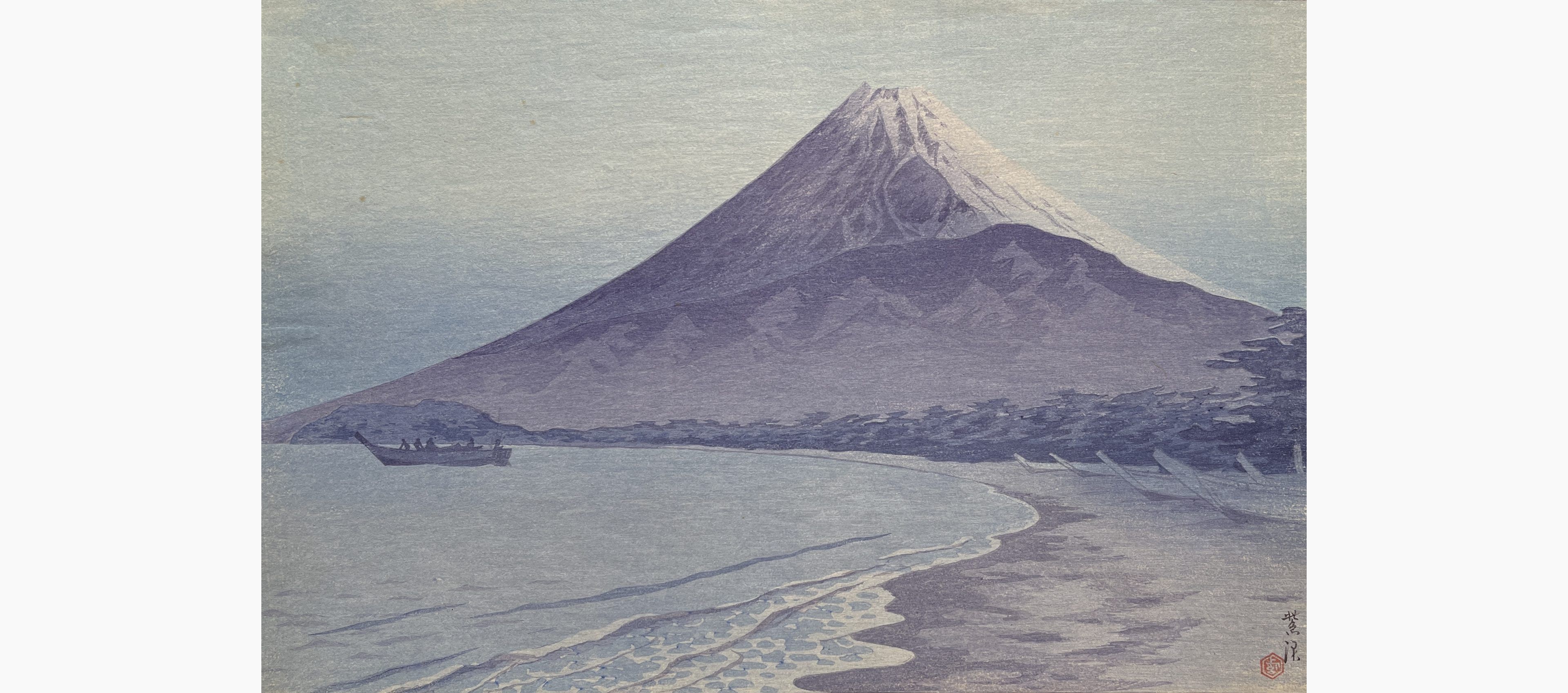 Original woodblock print - Kasamatsu Shiro - Sunrise at Shizuura