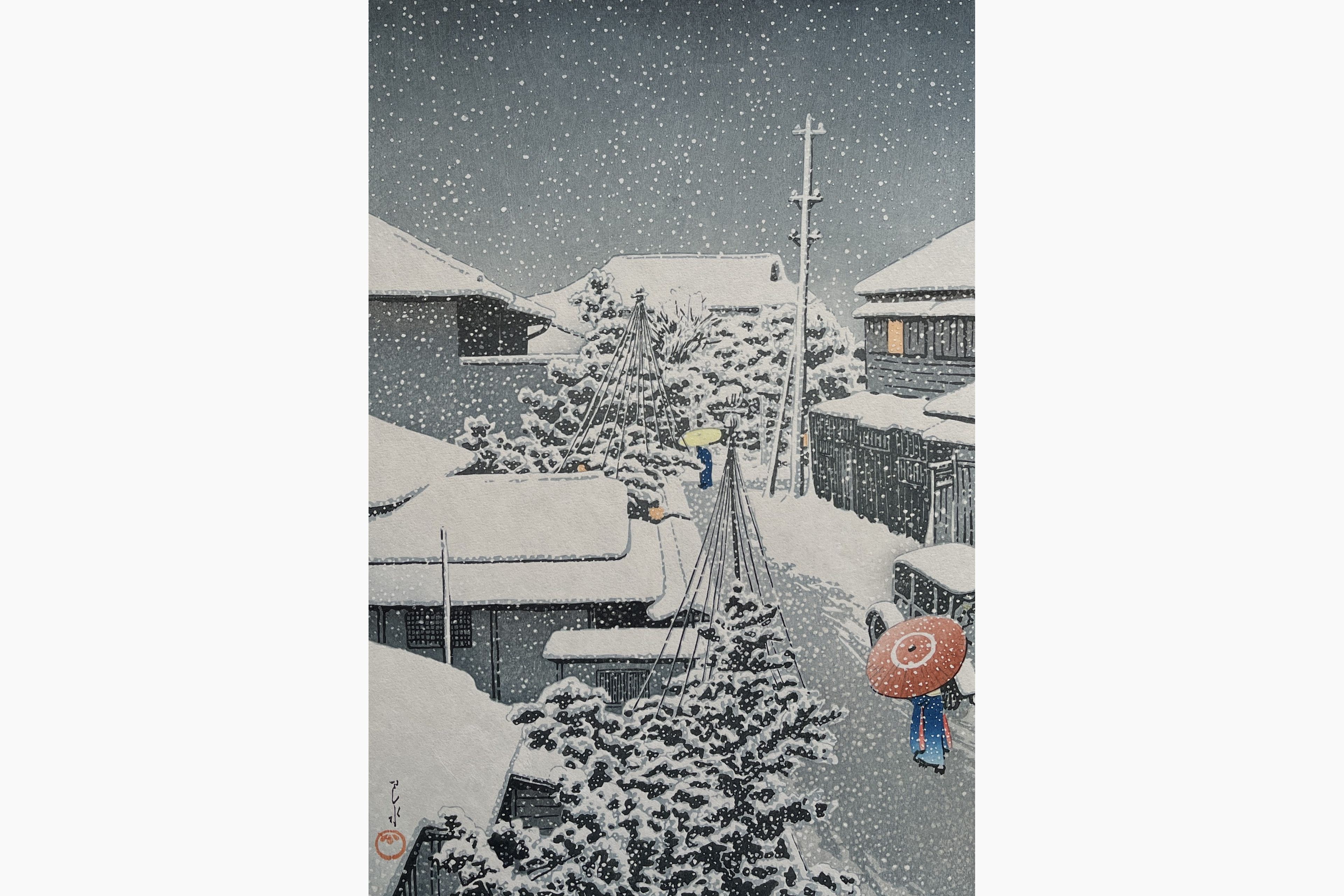 Original woodblock print - Kawase Hasui - Snow at Daichi