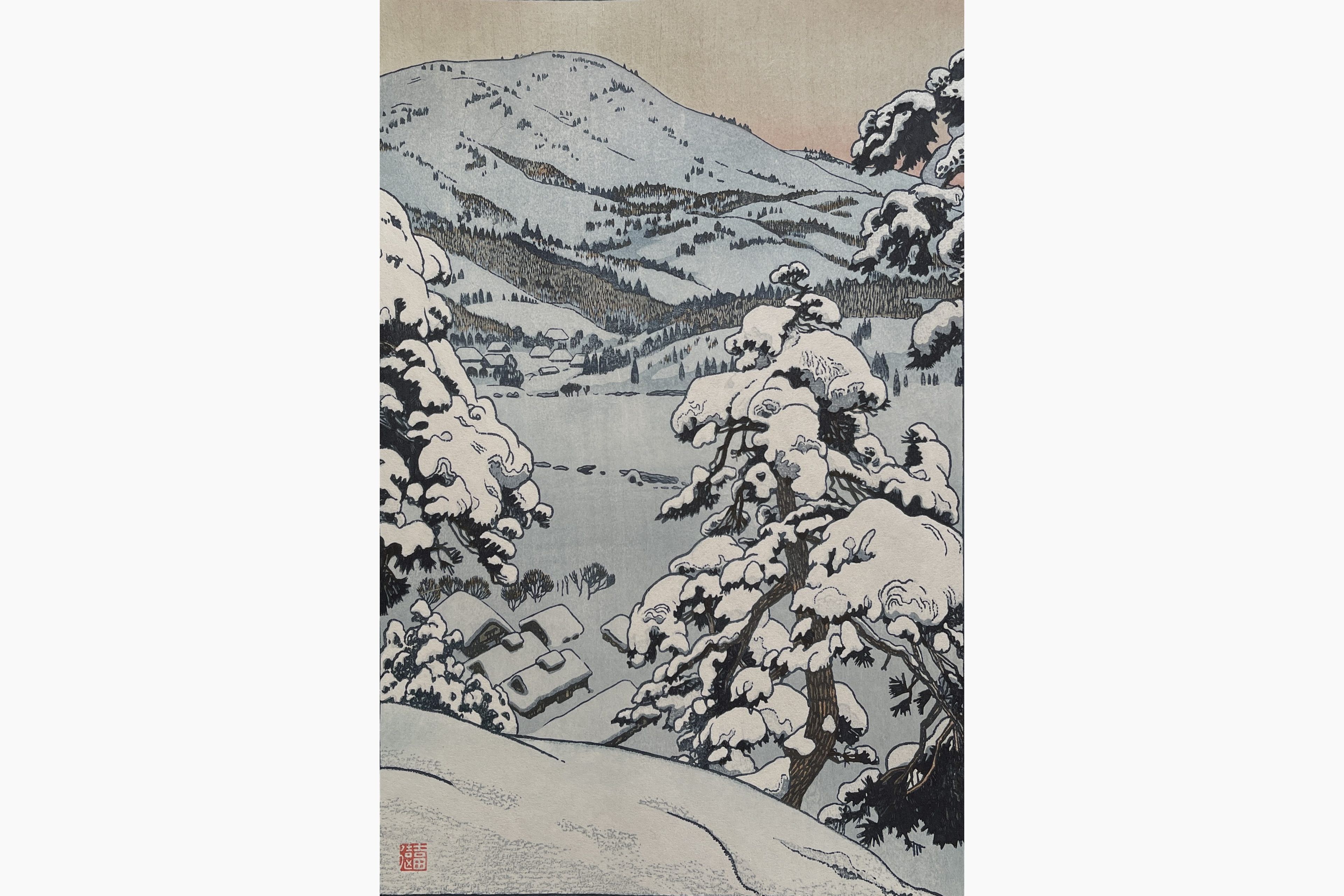 Original woodblock print - Toshi Yoshida - Myoko Hot Spring