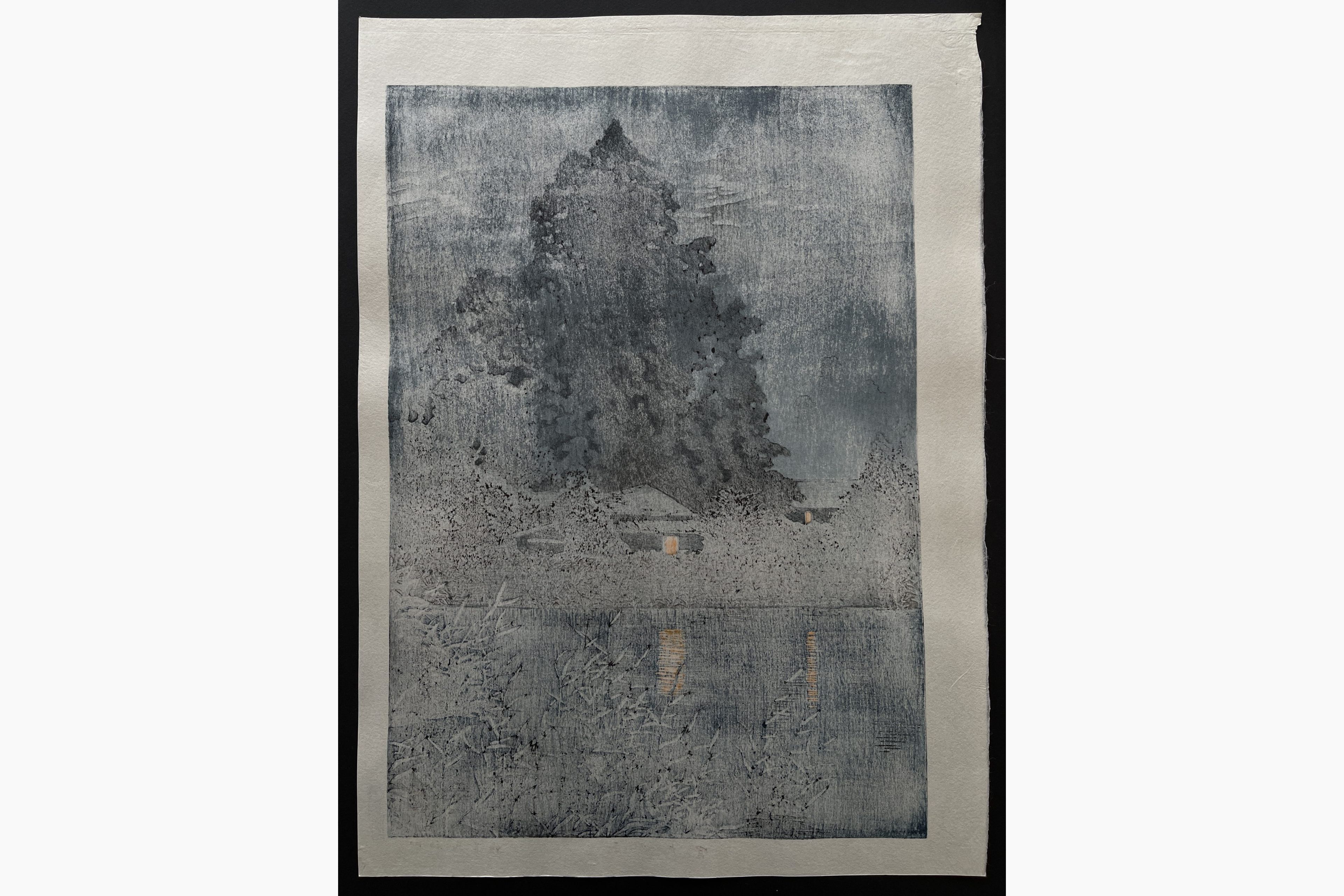 Japanese print - Kawase Hasui - Rain at Omiya