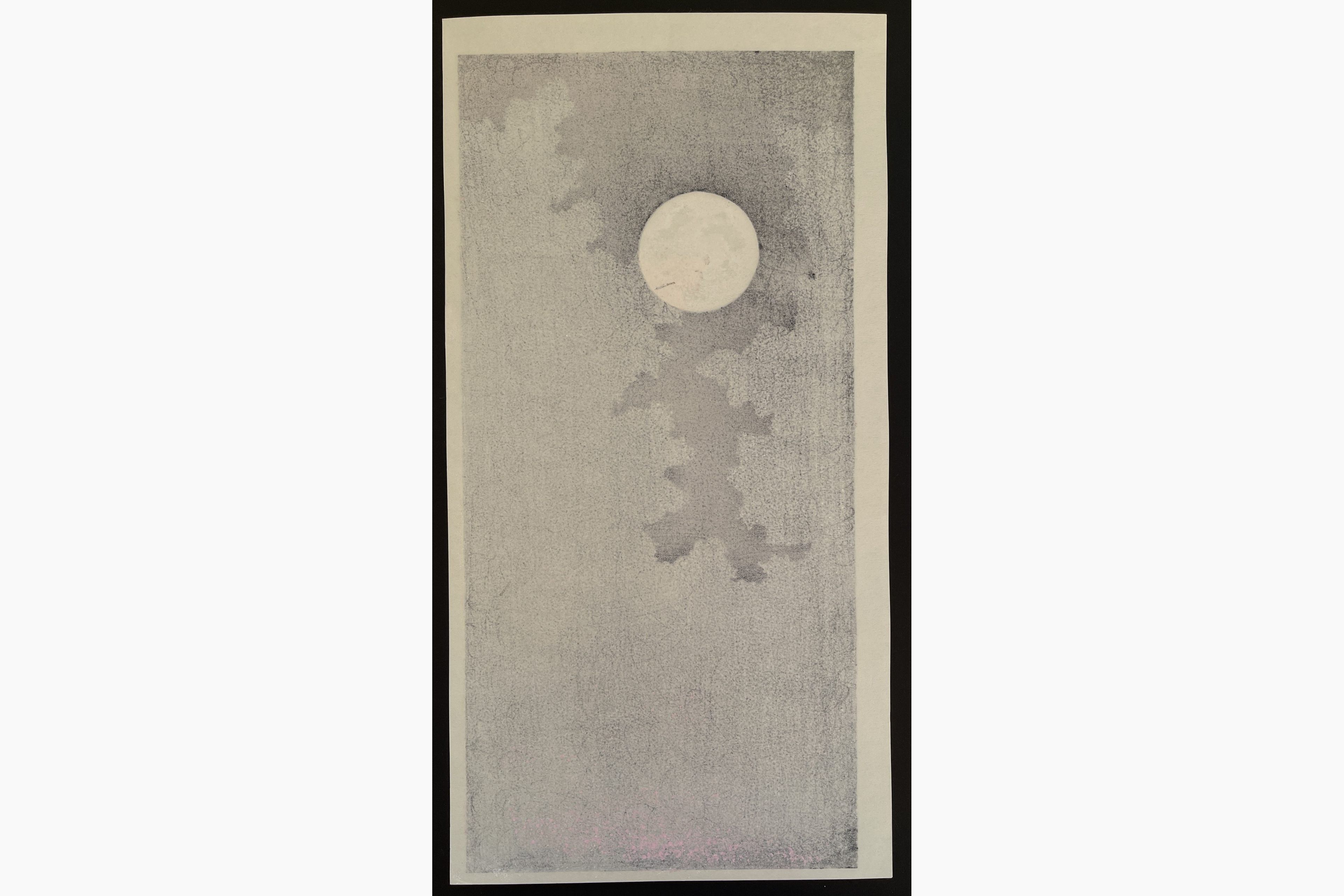 Japanese print - Teruhide Kato - Cherry Blossom and Full Moon