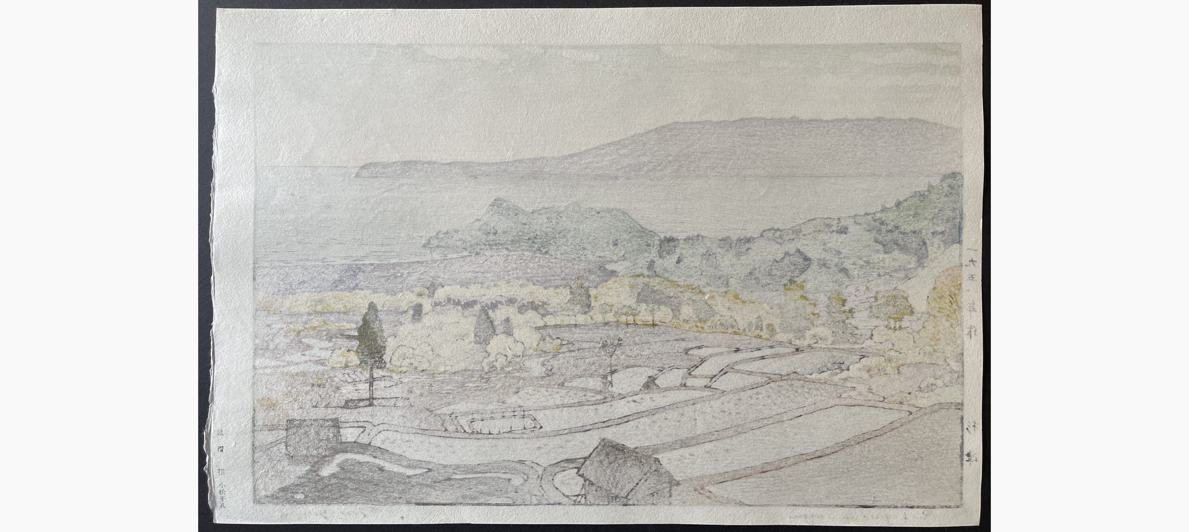 Japanese print - Toshi Yoshida - Rice Field in Suizu
