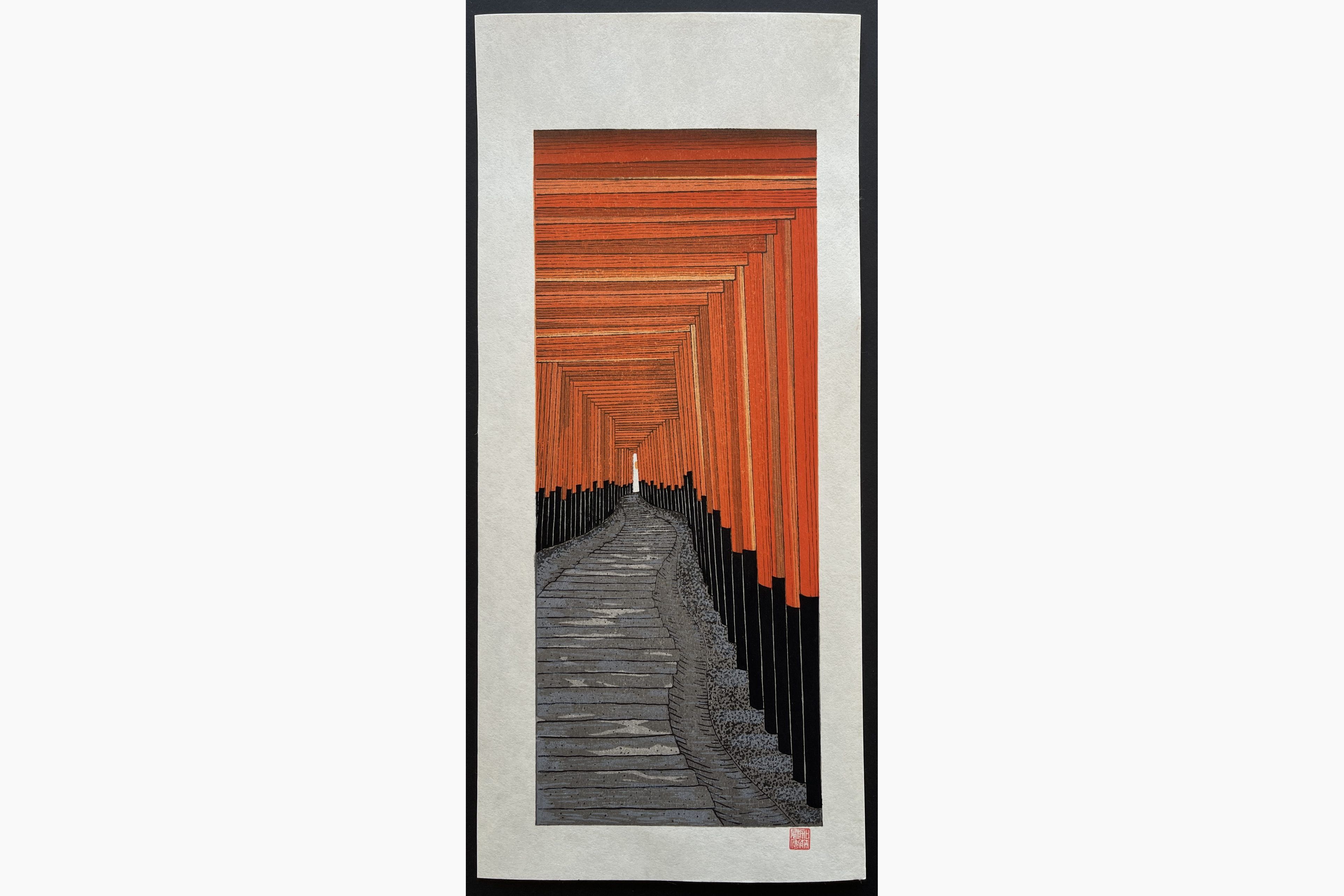 Japanese woodblock print - Teruhide Kato - The 1000 Torii at Kyoto's Fushima Inari Shrine