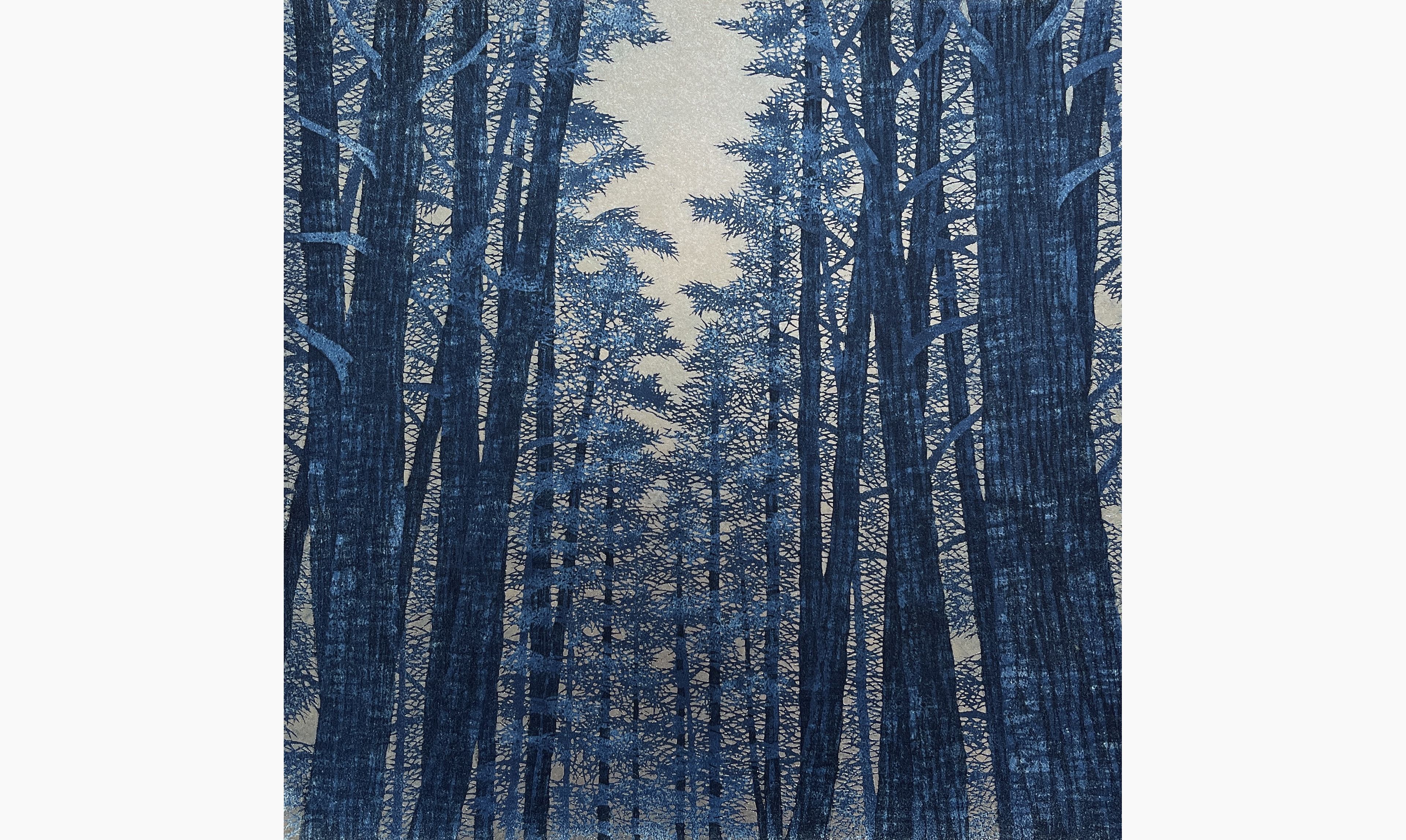 Original woodblock print - Hajime Namiki - Tree scene 128