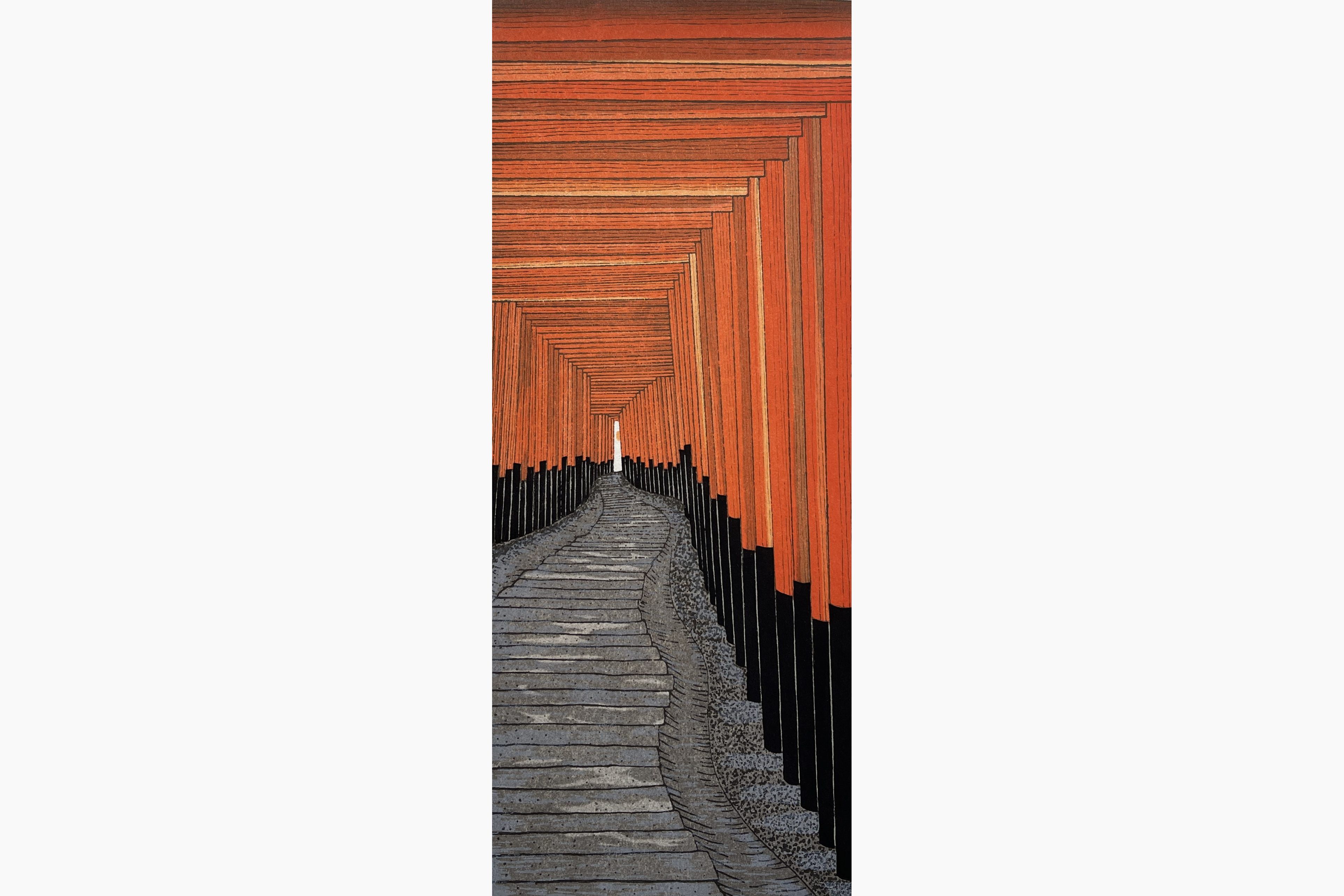 Original woodblock print - Teruhide Kato - The 1000 Torii at Kyoto's Fushima Inari Shrine