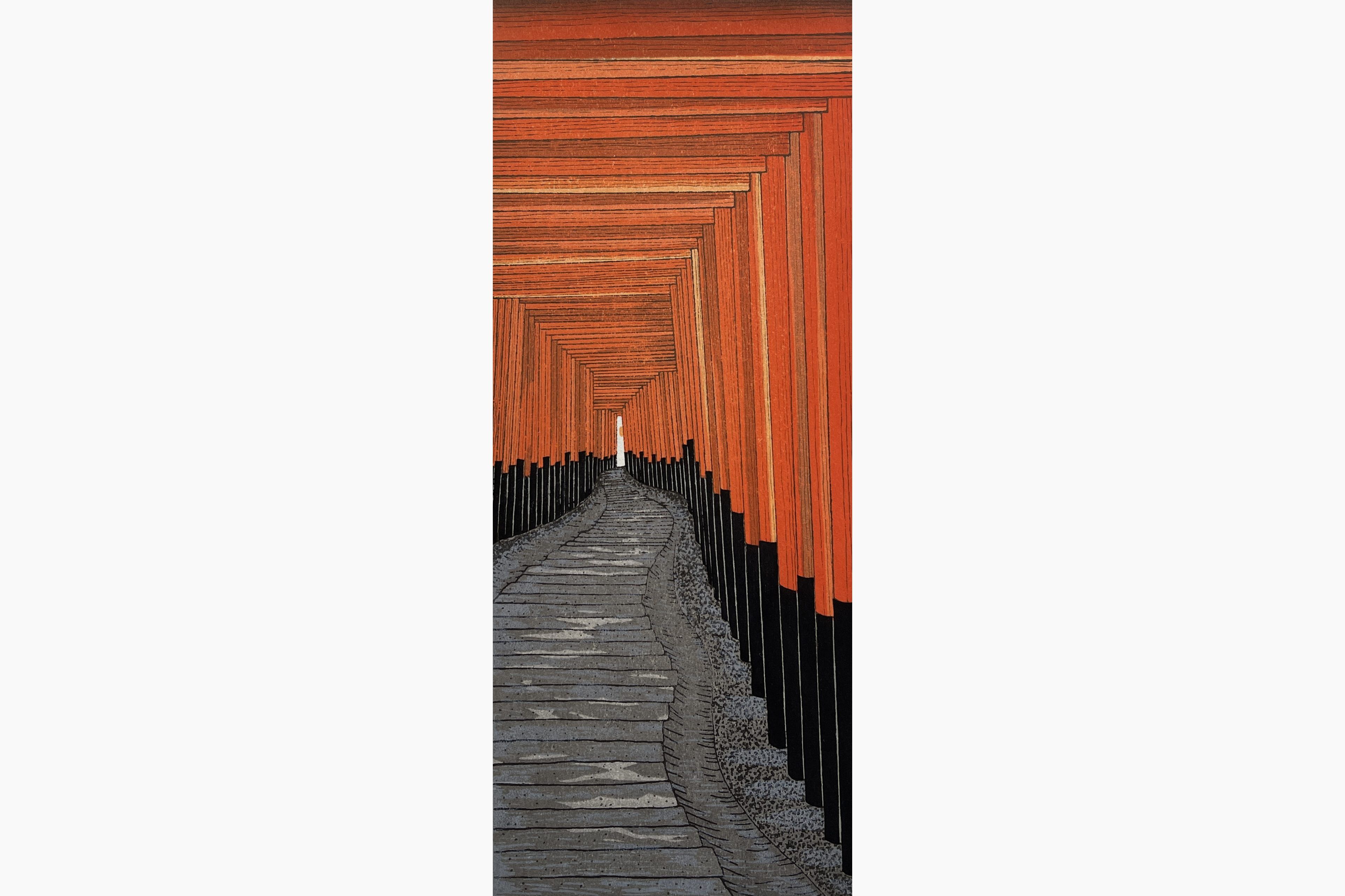 Original woodblock print - Teruhide Kato - The 1000 Torii at Kyoto's Fushima Inari Shrine