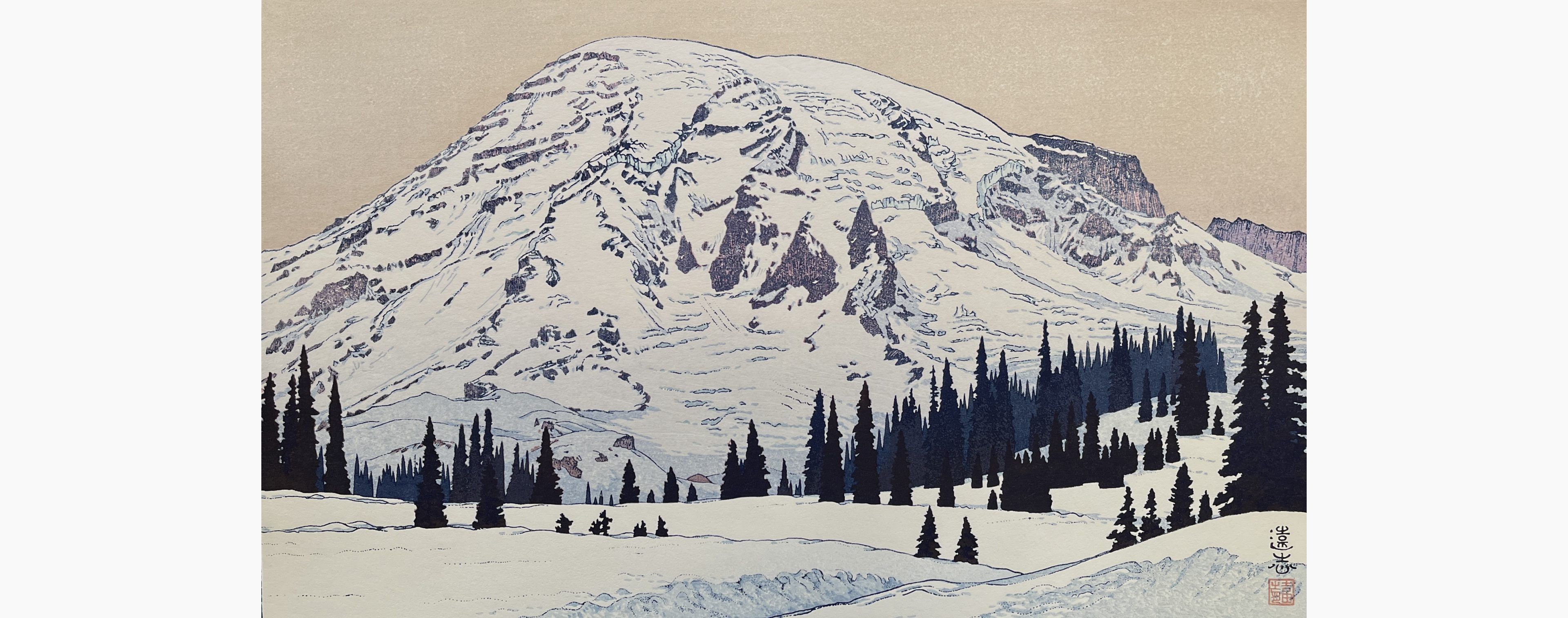 Original woodblock print - Toshi Yoshida - Mt. Ranier