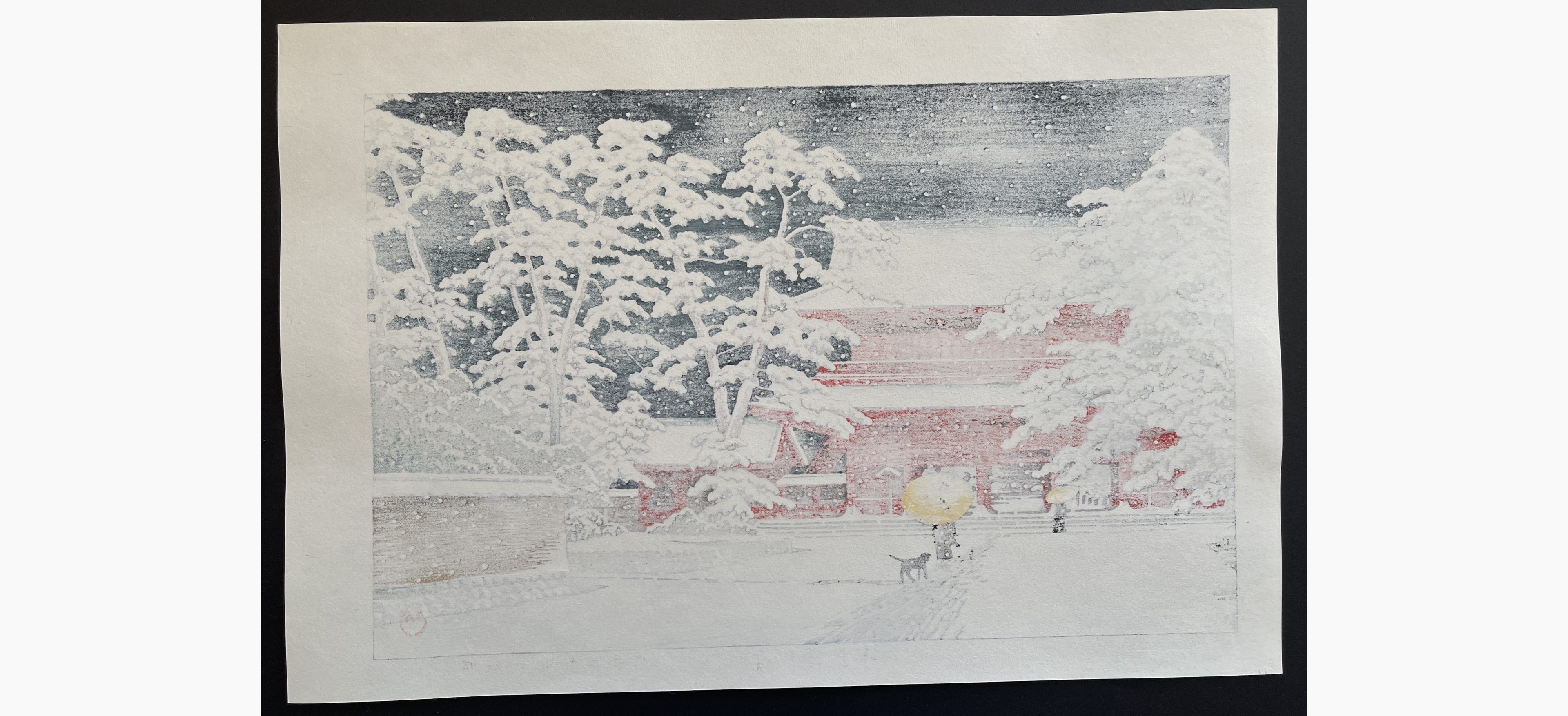 Japanese print - Kawase Hasui - Snow at Zojo Temple