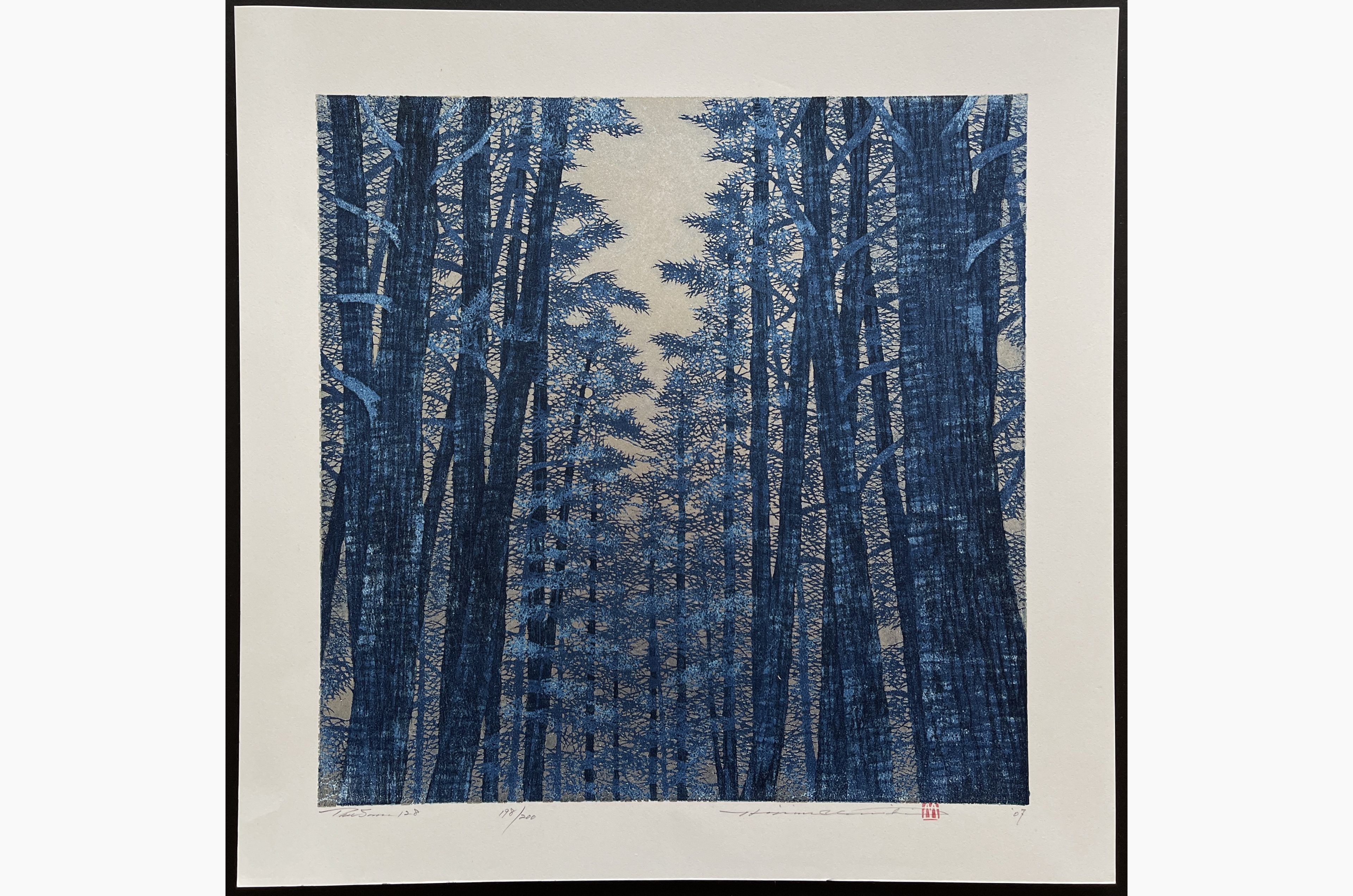 Japanese woodblock print - Hajime Namiki - Tree scene 128