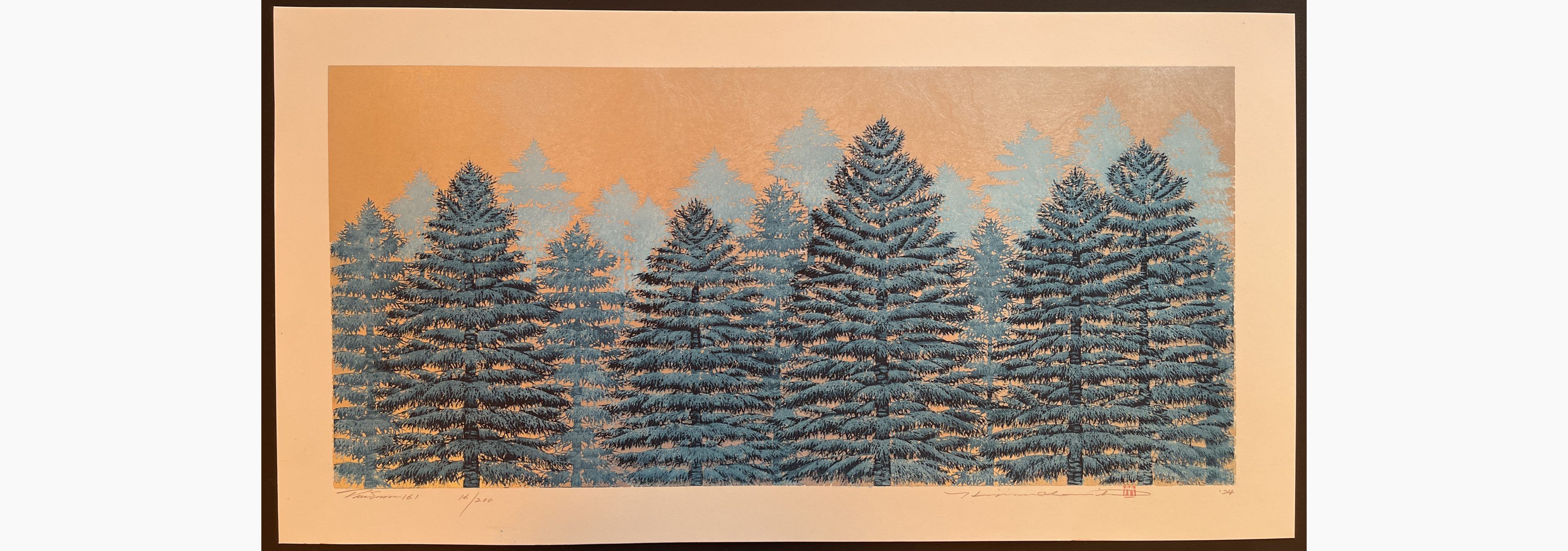 Japanese woodblock print - Hajime Namiki - Tree Scene 161