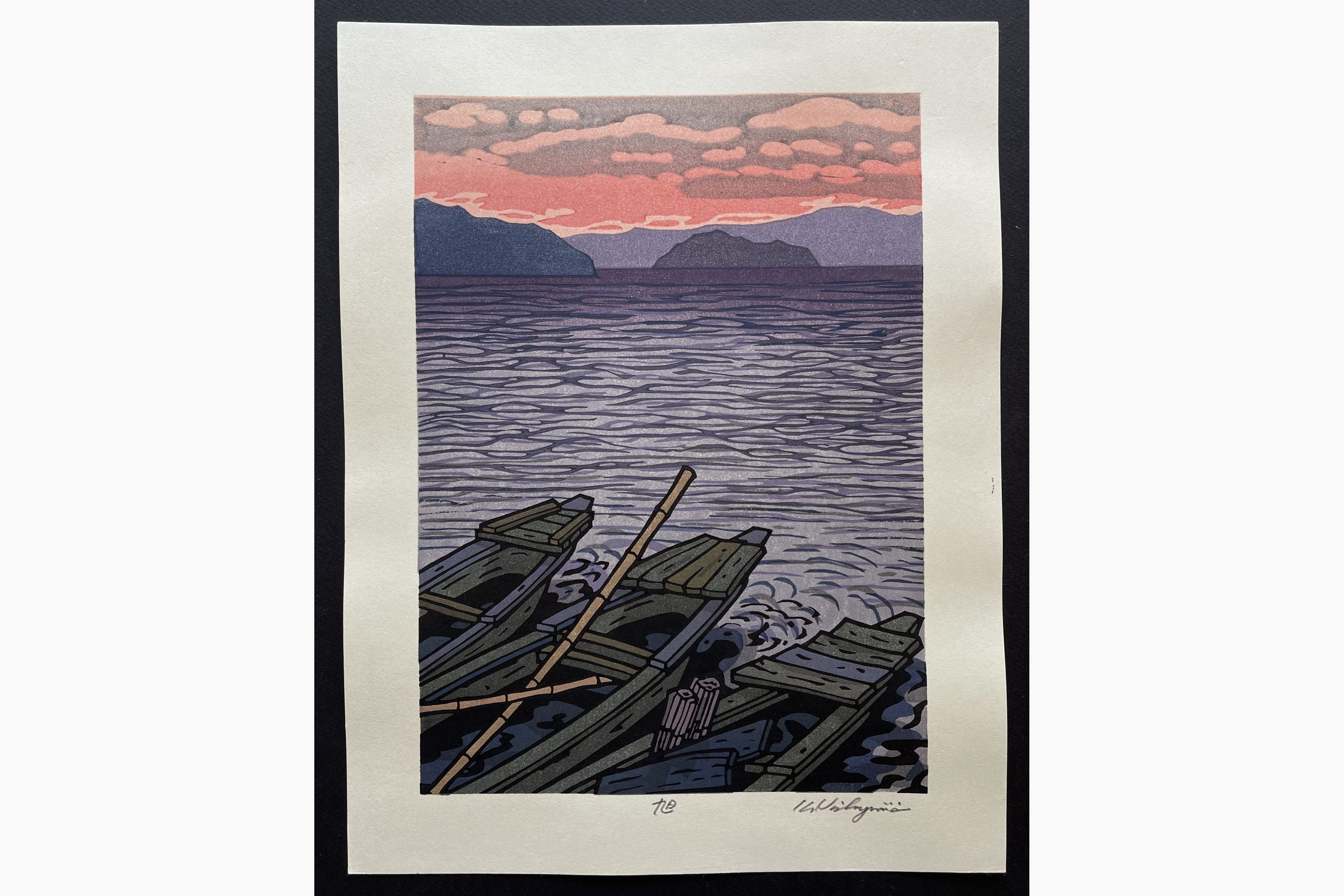 Japanese woodblock print - Nishijima Katsuyuki - Rising Sun