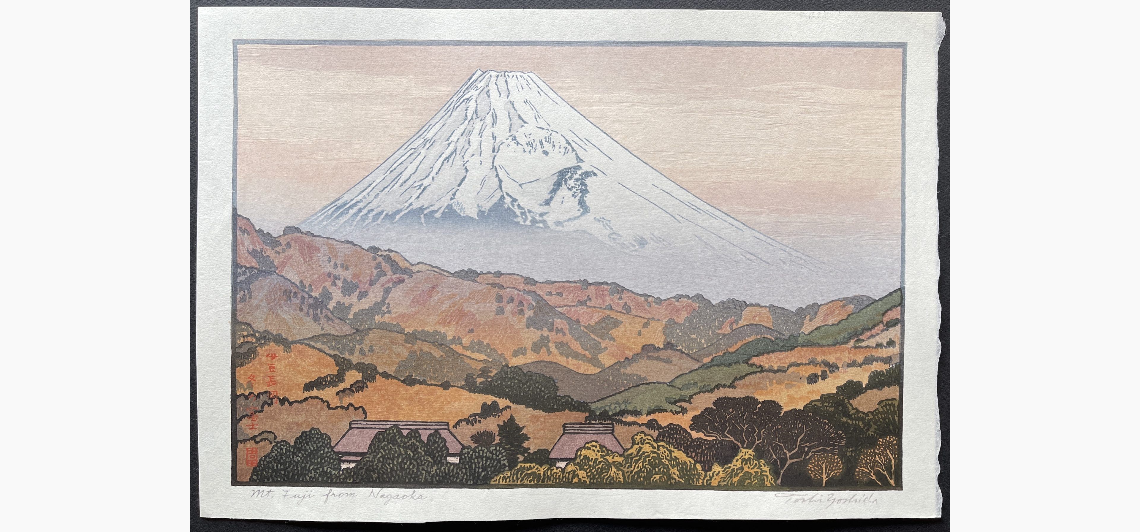 Japanese woodblock print - Toshi Yoshida - Mt. Fuji from Nagaoka, Winter