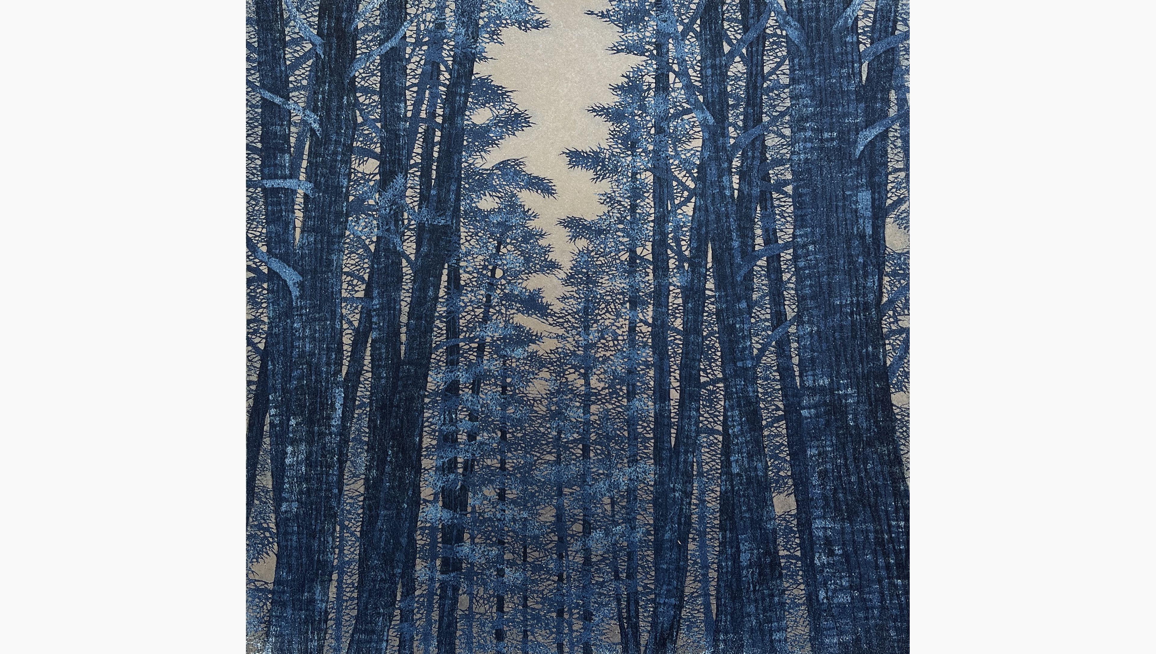 Original woodblock print - Hajime Namiki - Tree scene 128