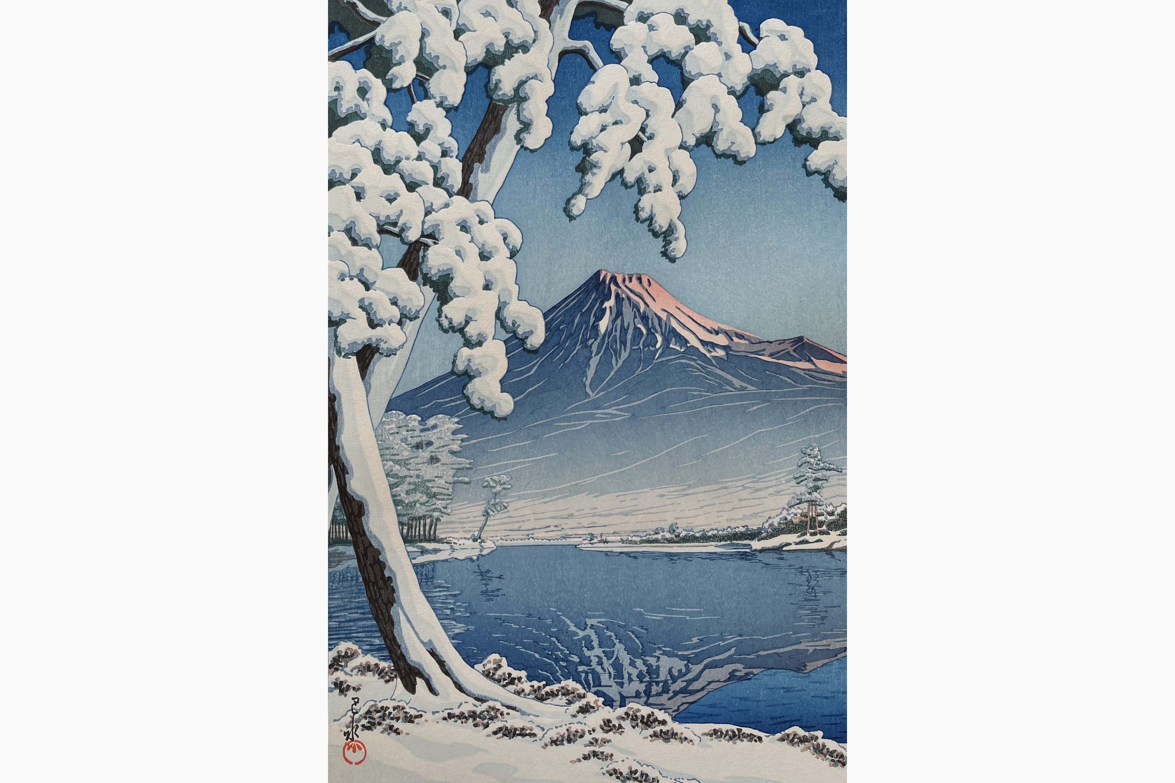 Original woodblock print - Kawase Hasui - Clearing after a Snowfall on Mount Fuji