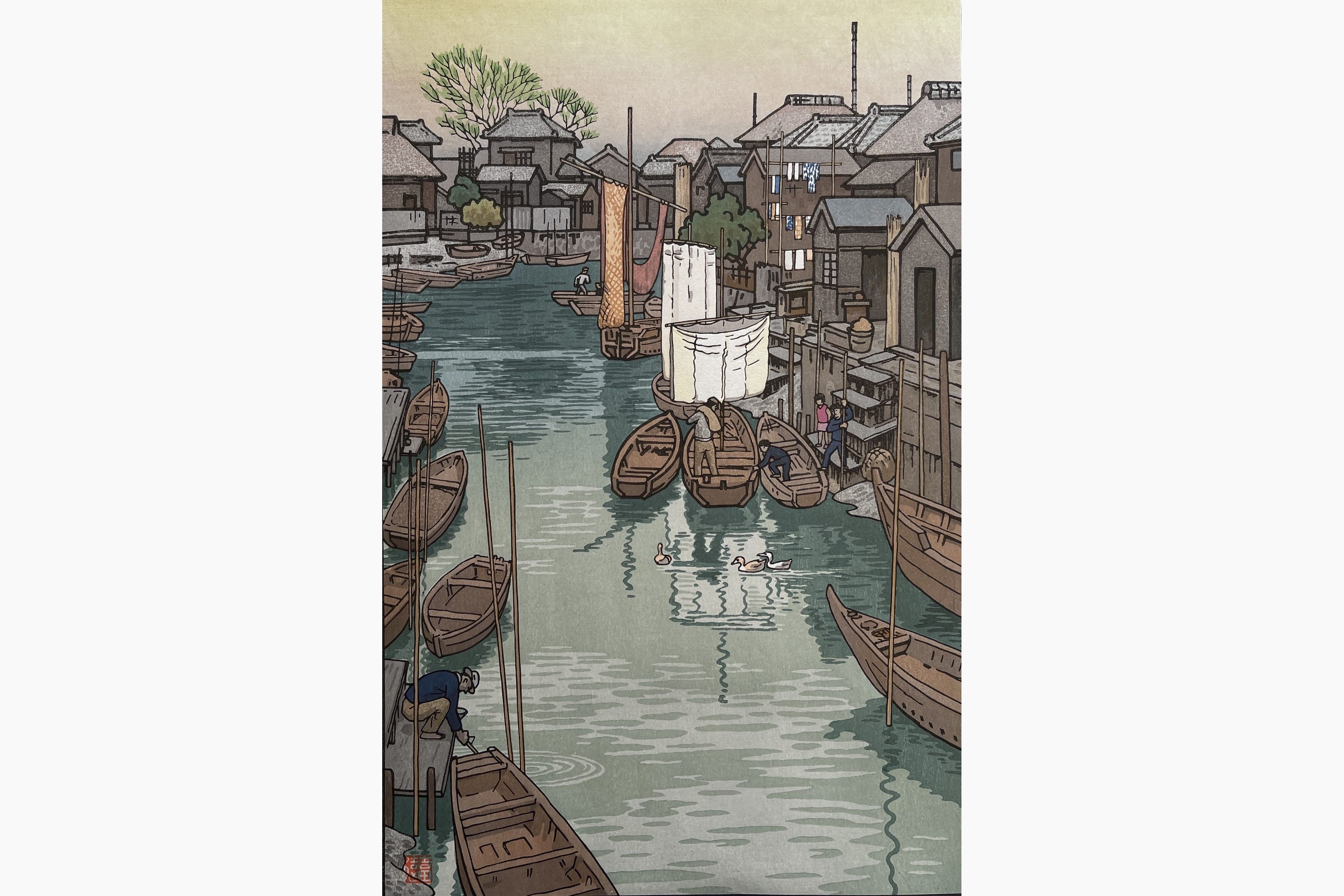 Original woodblock print - Toshi Yoshida - Urayasu