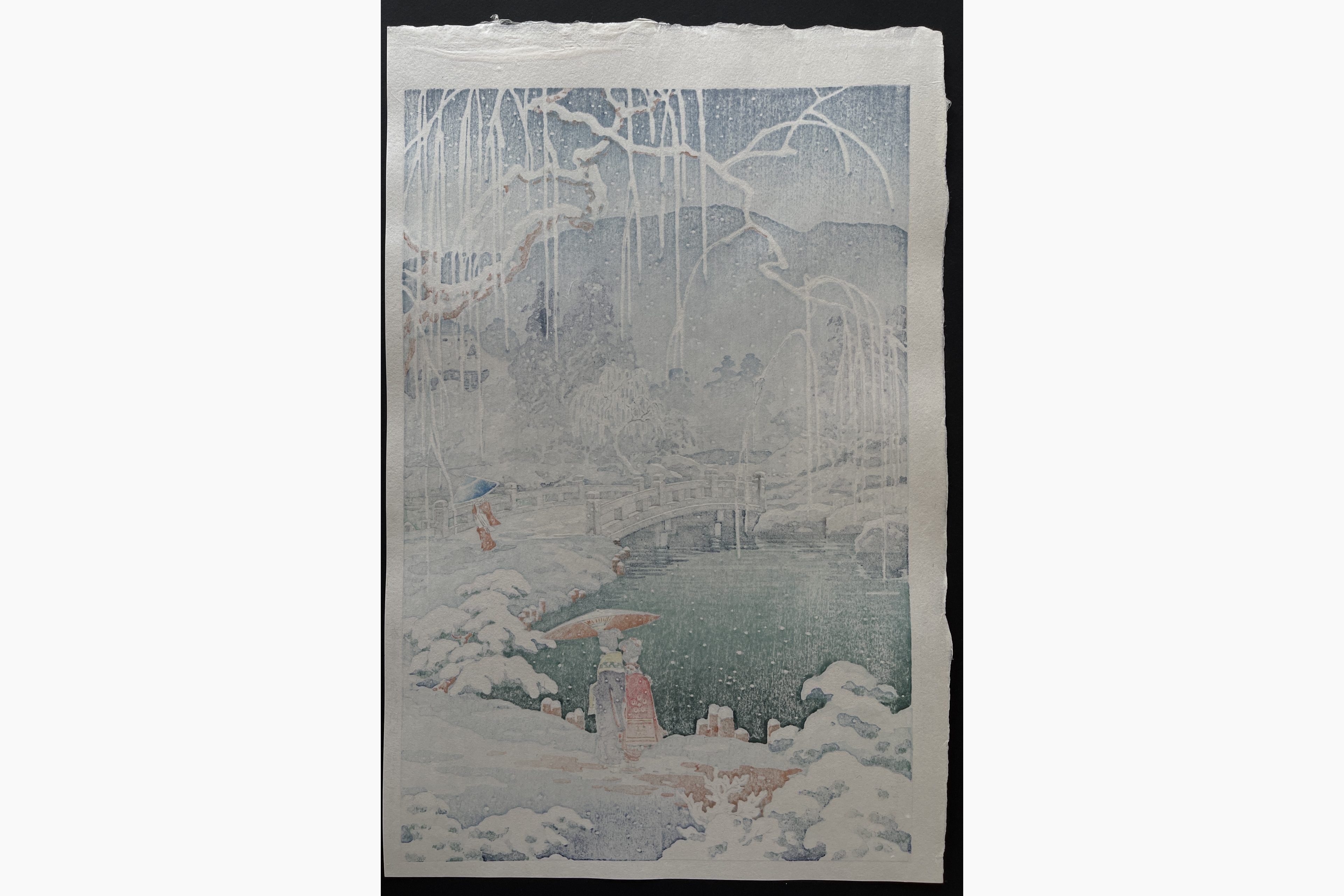 Japanese print - Tsuchiya Koitsu - Spring Snow at Maruyama in Kyoto