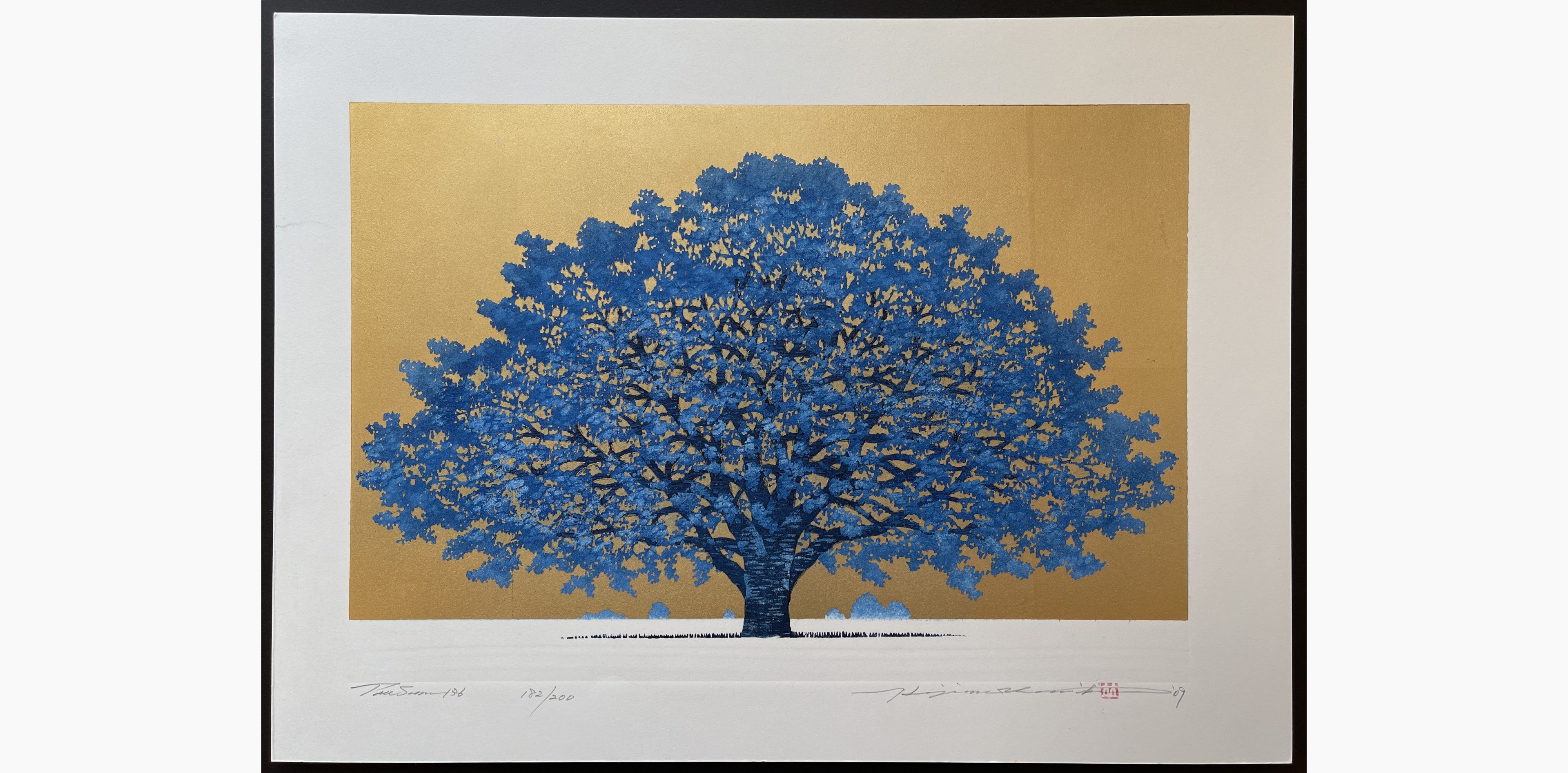 Japanese woodblock print - Hajime Namiki - Tree scene 136
