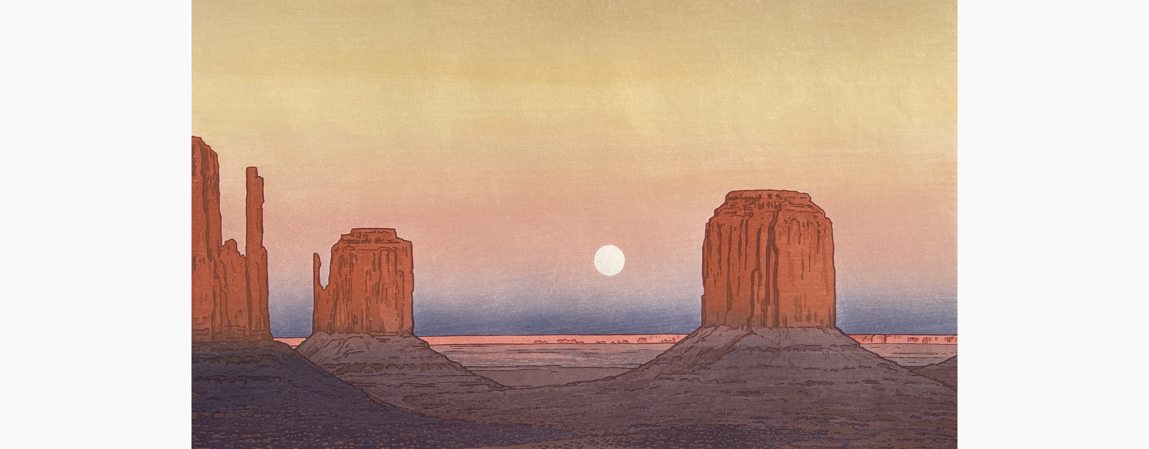 Original woodblock print - Toshi Yoshida - Monument Valley
