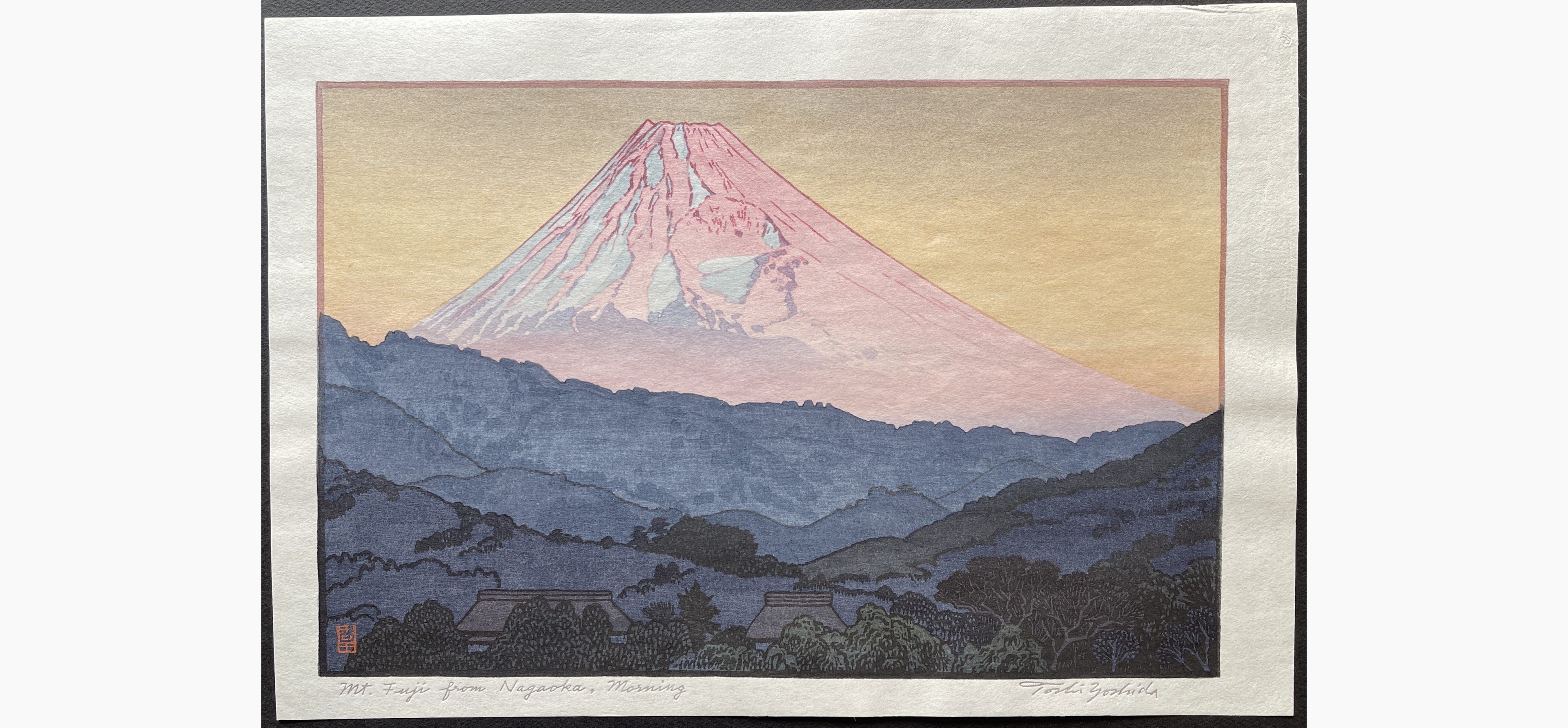 Japanese woodblock print - Toshi Yoshida - Mt. Fuji from Nagaoka, Morning